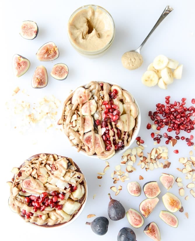 autumn acai bowls with vanilla bean cashew butter I howsweeteats.com