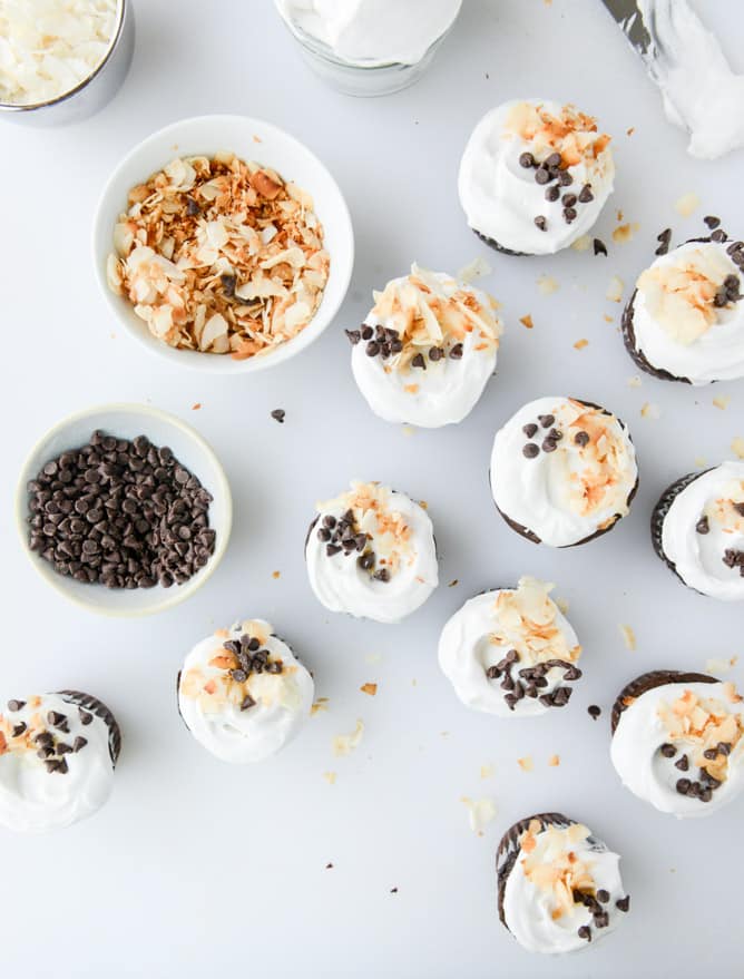 chocolate coconut cream cupcakes I howsweeteats.com