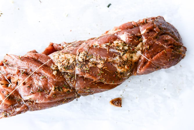 brown sugar roasted pork tenderloin (with bourbon figs and gorgonzola!) I howsweeteats.com