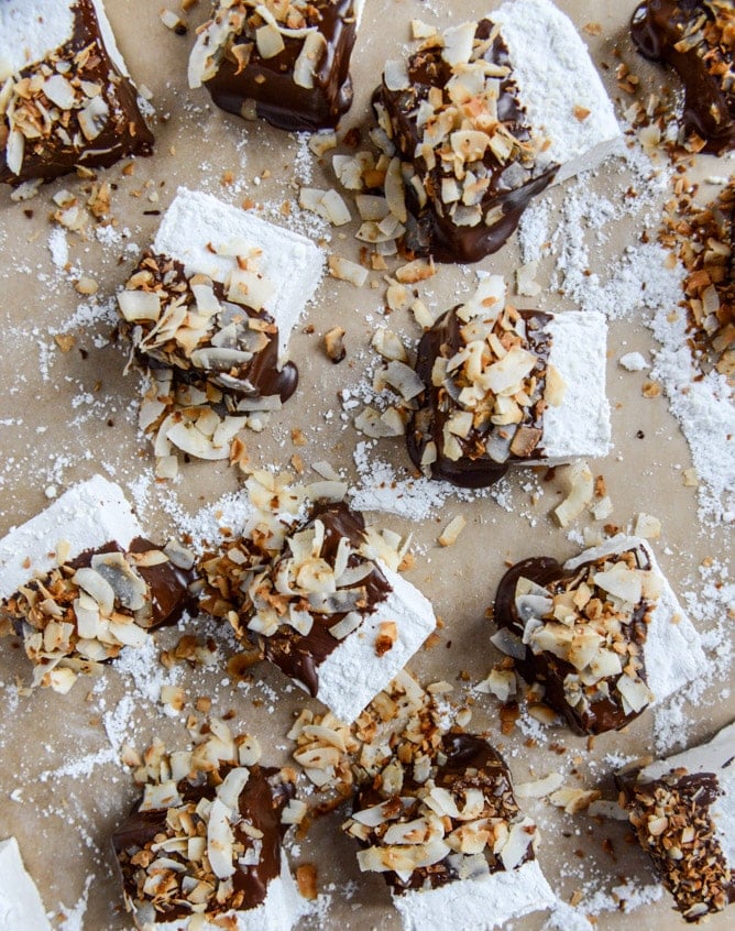 chocolate covered coconut marshmallows I howsweeteats.com