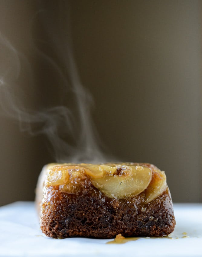 caramelized upside down pear bread I howsweeteats.com