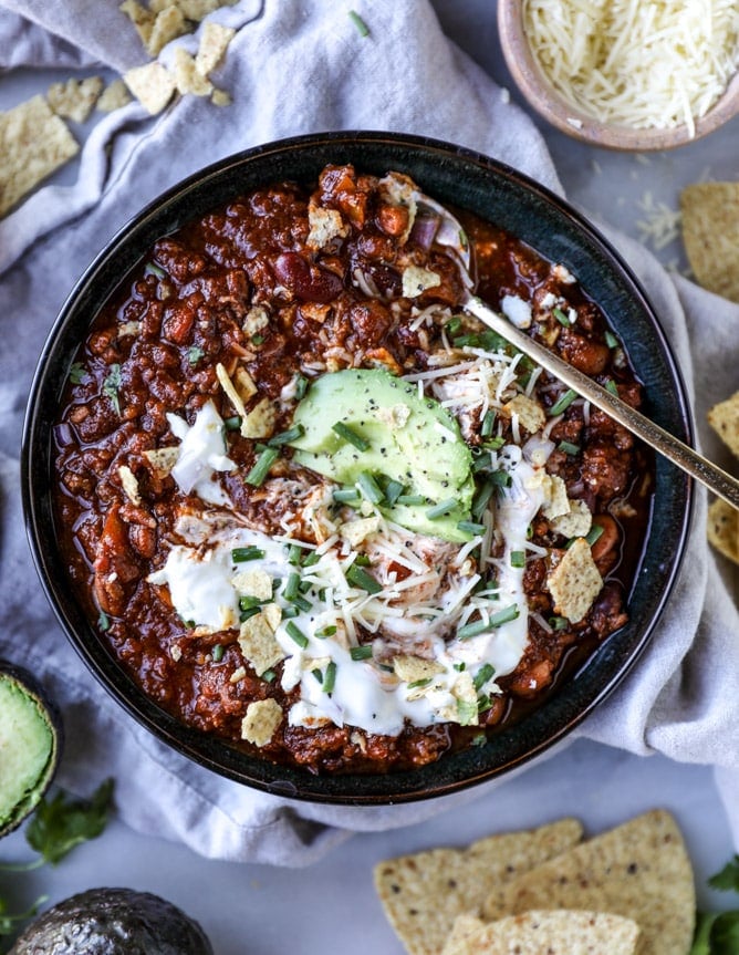 game day beer chili I howsweeteats.com