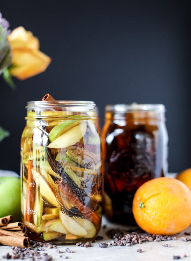 apple pie, chocolate orange and vanilla chai infused bourbon. make it for the holidays! it's the perfect homemade gift. I howsweeteats.com