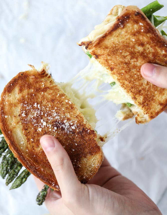 asparagus grilled cheese with brown butter & dijon I howsweeteats.com 