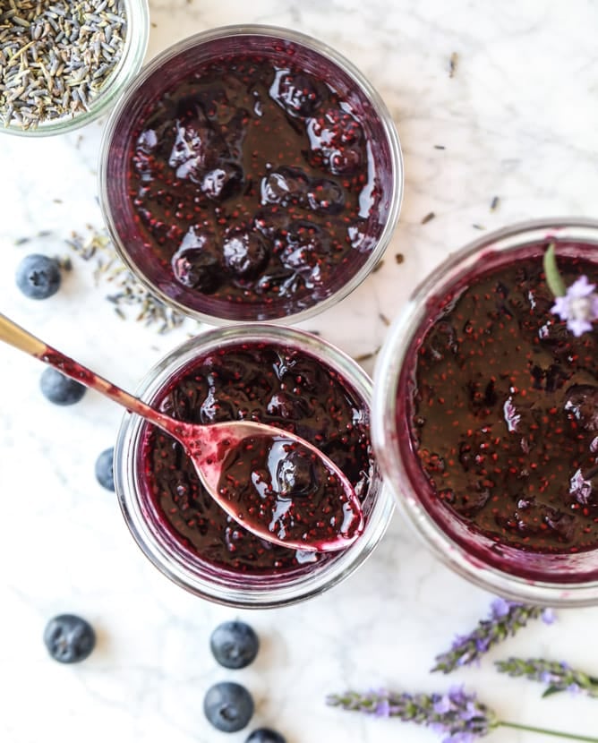 easy blueberry lavender chia jam I howsweeteats.com