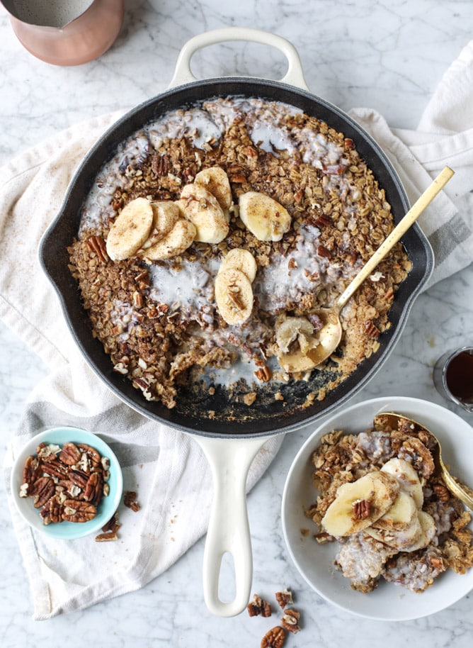banana, bourbon and pecan baked oatmeal I howsweeteats.com