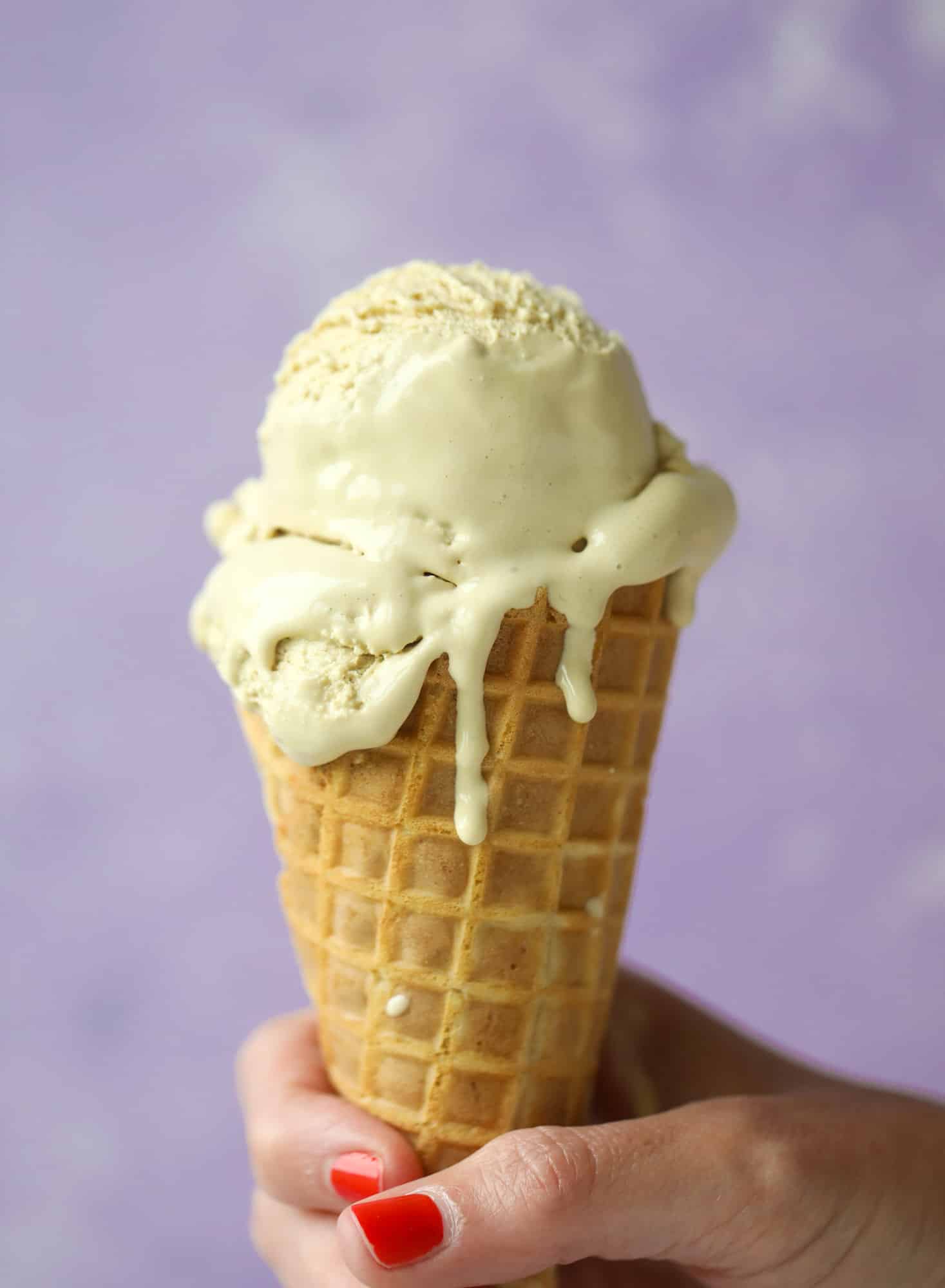 This lavender coffee ice cream is my favorite morning drink in dessert form! Fresh lavender, vanilla and a whole bunch of spices make this incredible.