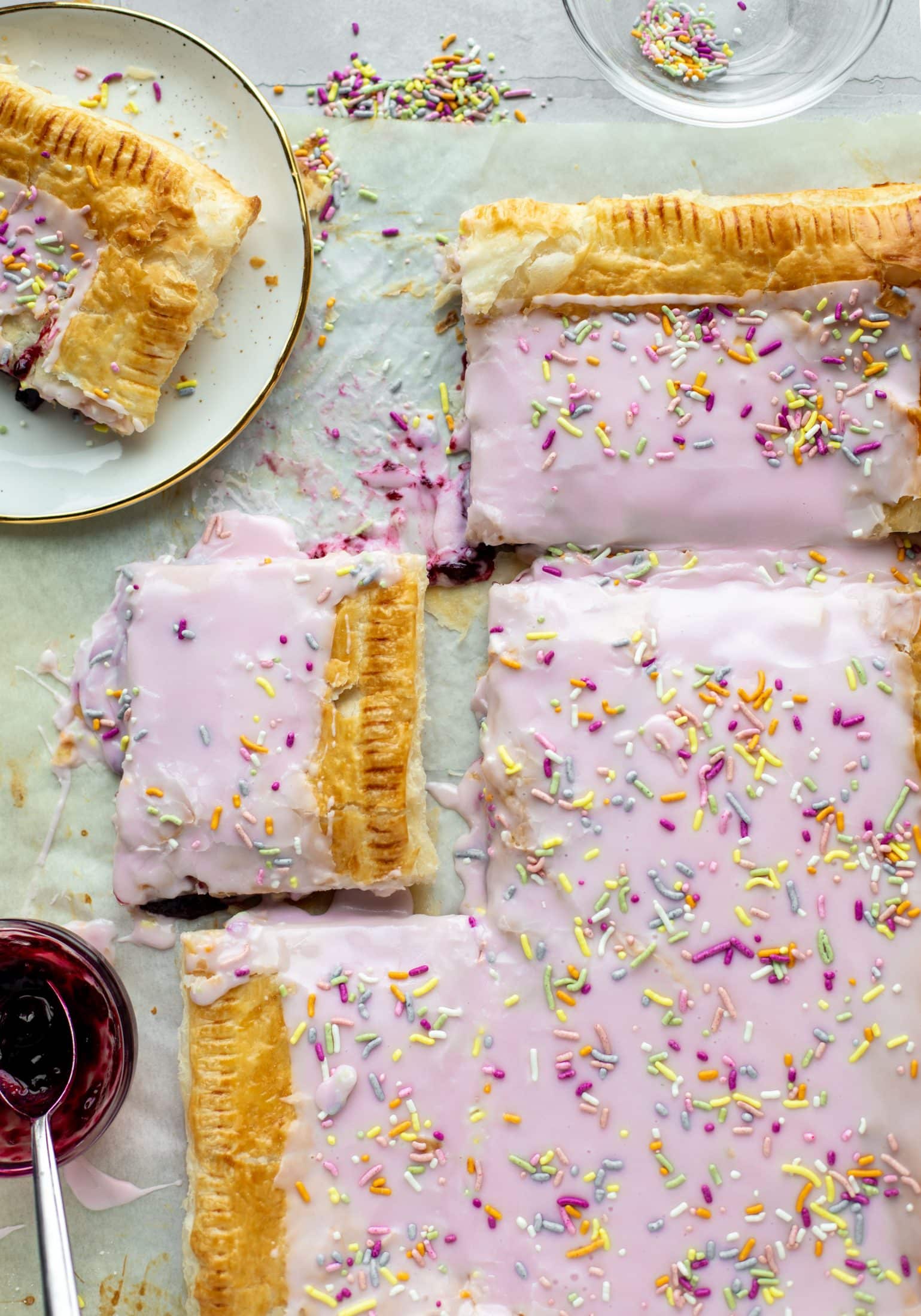 This giant pop tart recipe can be made exclusively with ingredients in your freezer! I love to make a berry lavender flavor - so perfect for spring!