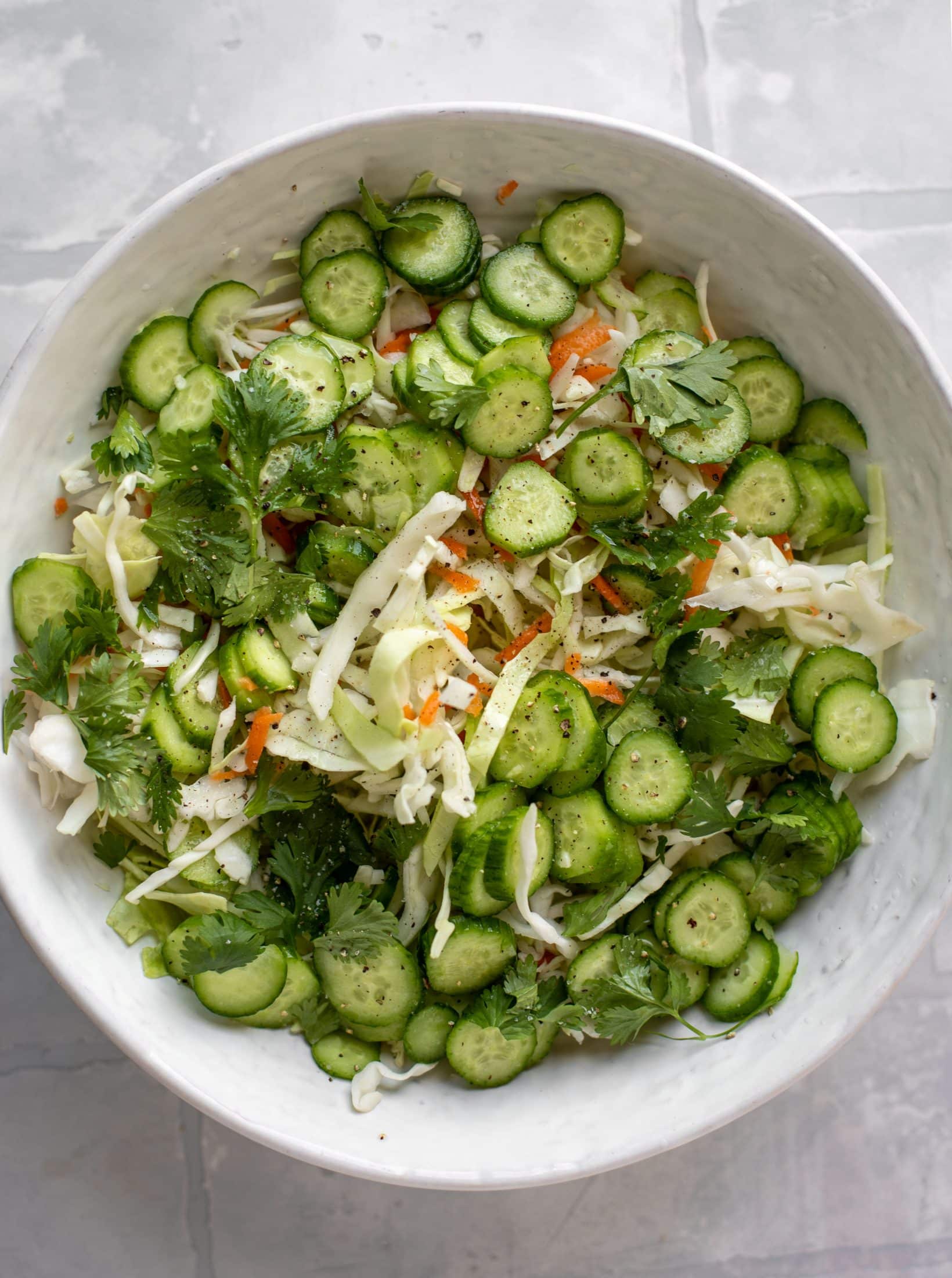 lime slaw with cucumbers and cilantro