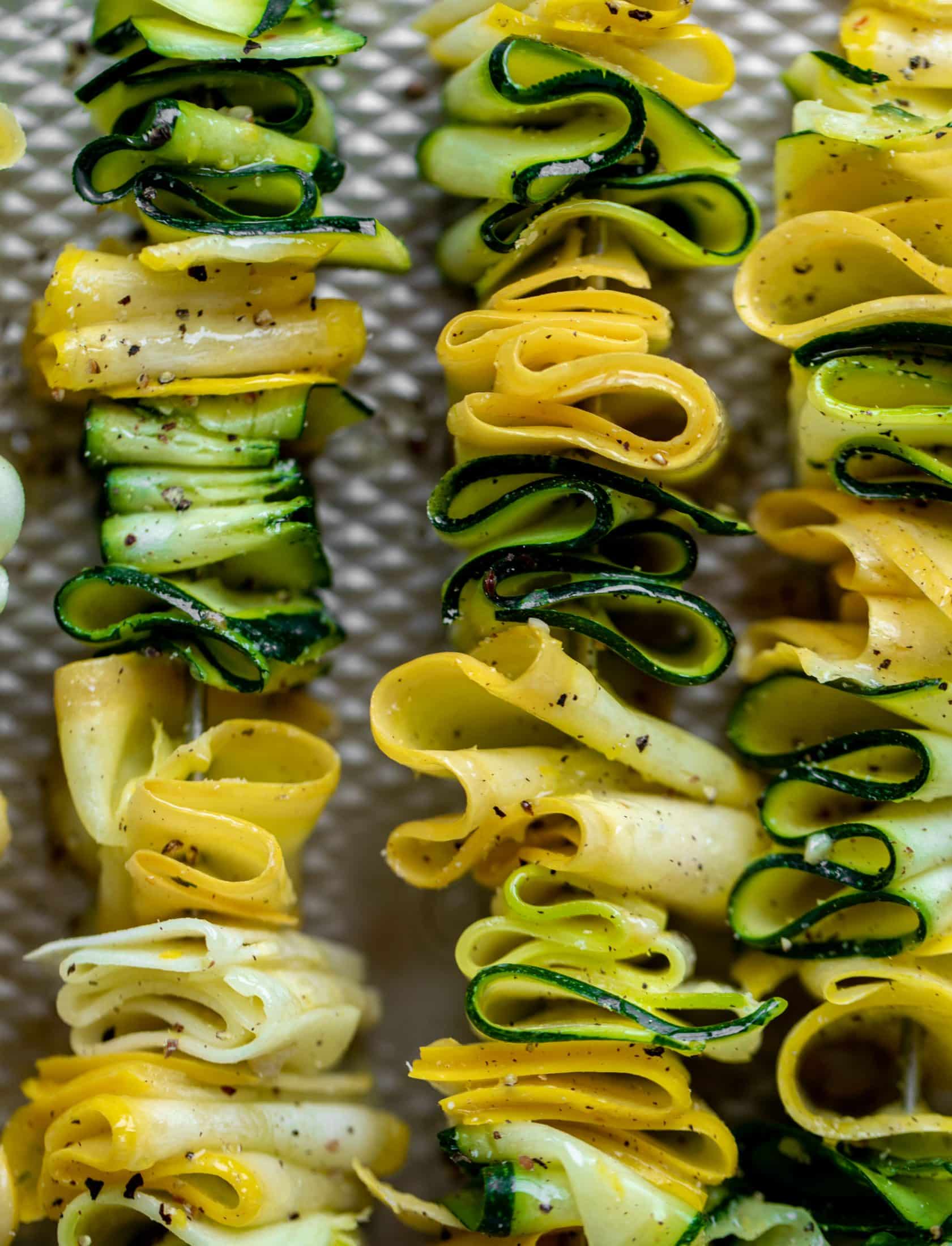 zucchini skewers with spicy lemon garlic butter