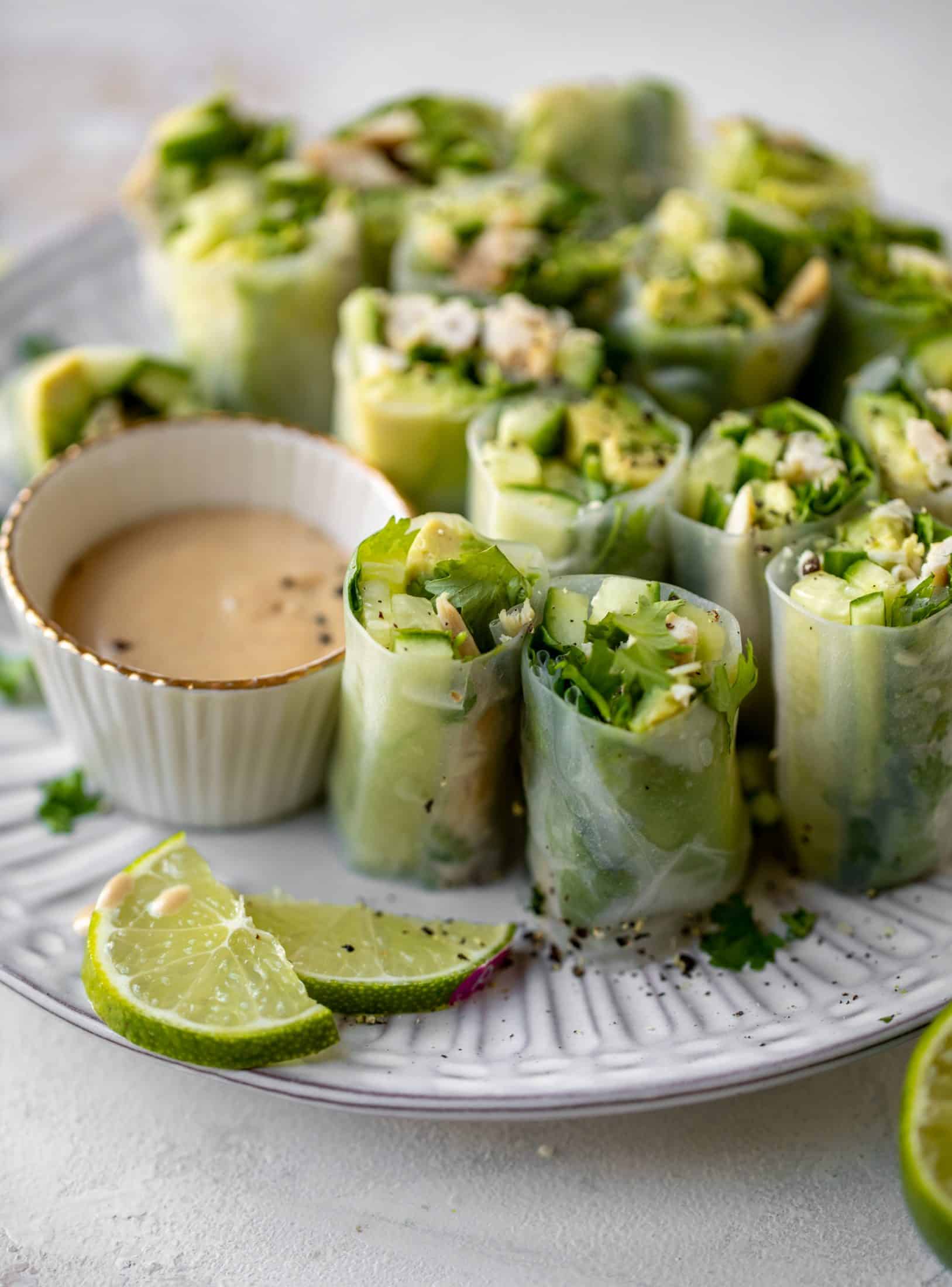 avocado chicken summer rolls