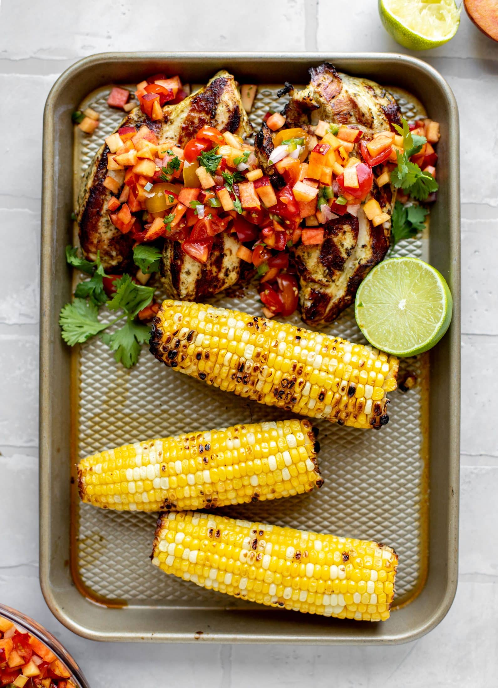 grilled cilantro lime chicken with peach pico de gallo