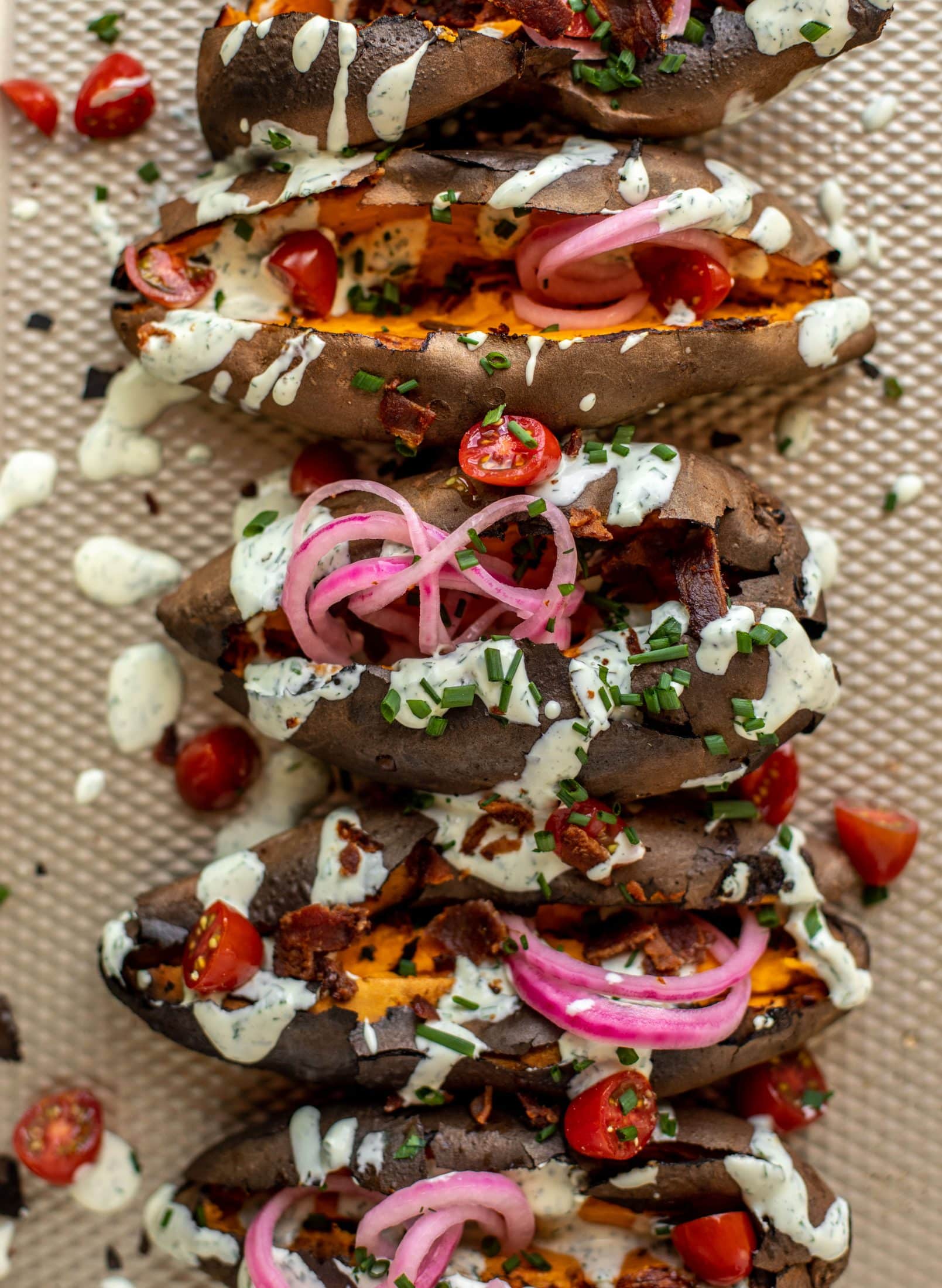 grilled whole sweet potatoes with homemade ranch