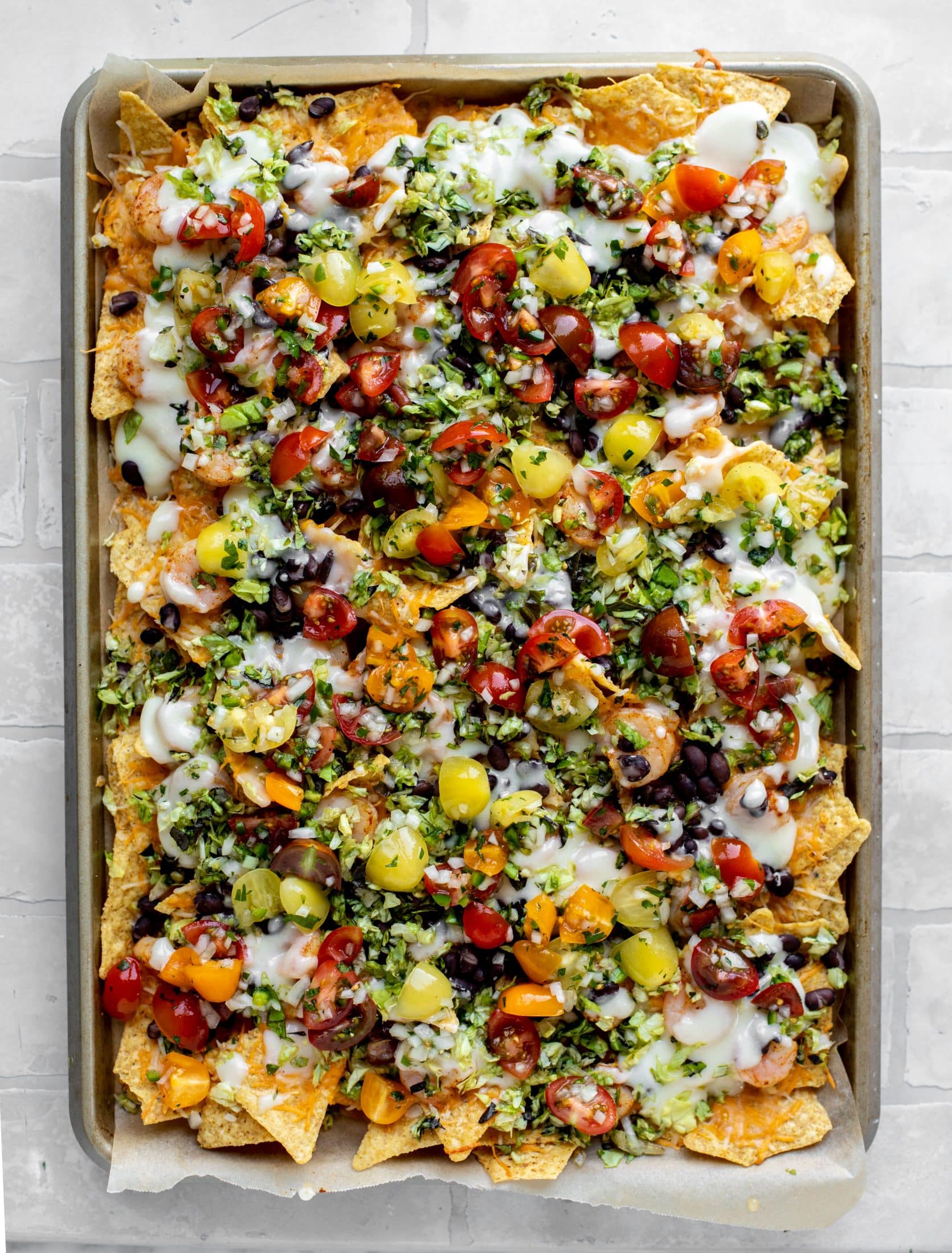 sheet pan shrimp nachos