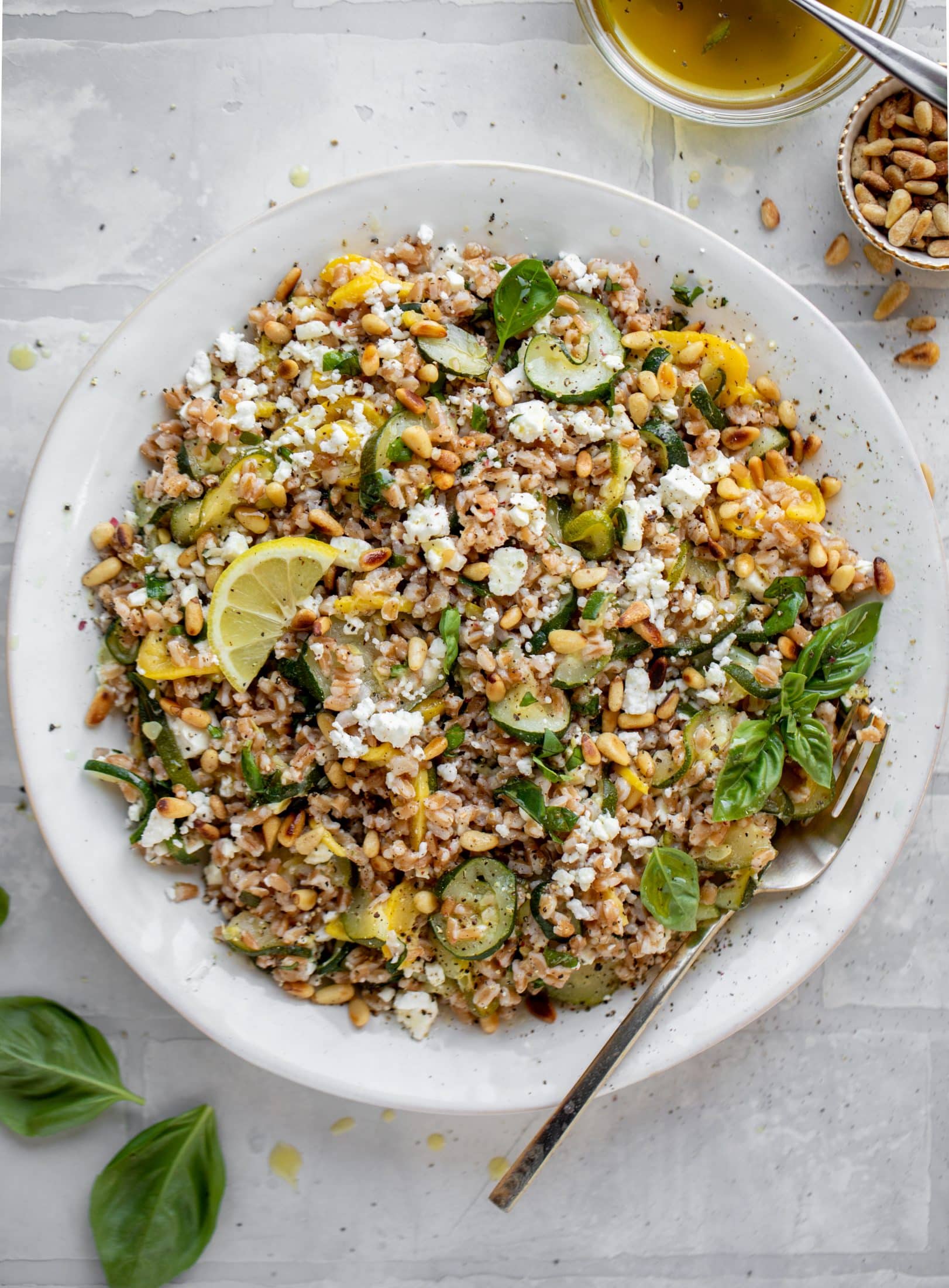 summer squash basil farro salad