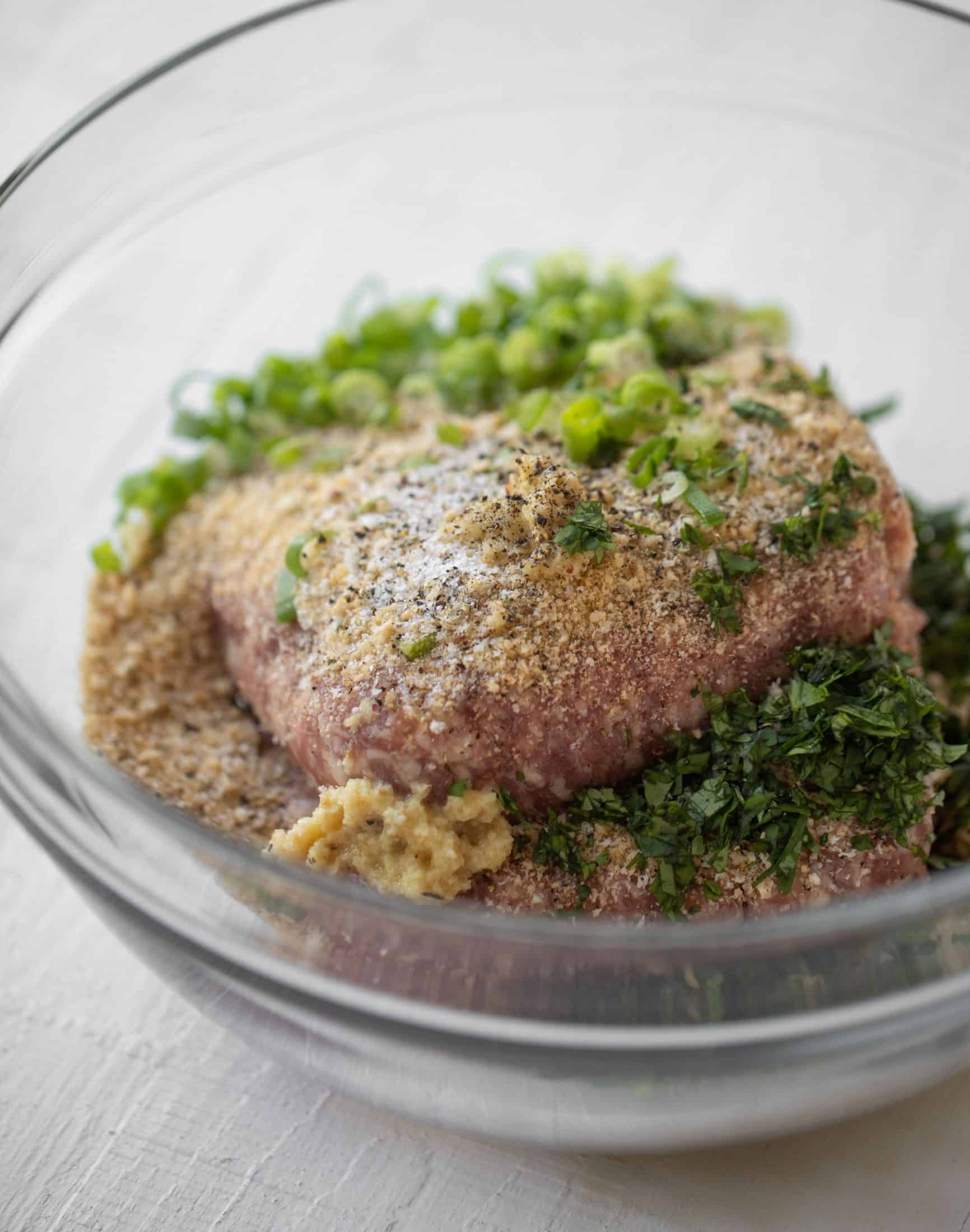 ground pork with garlic, ginger and scallions