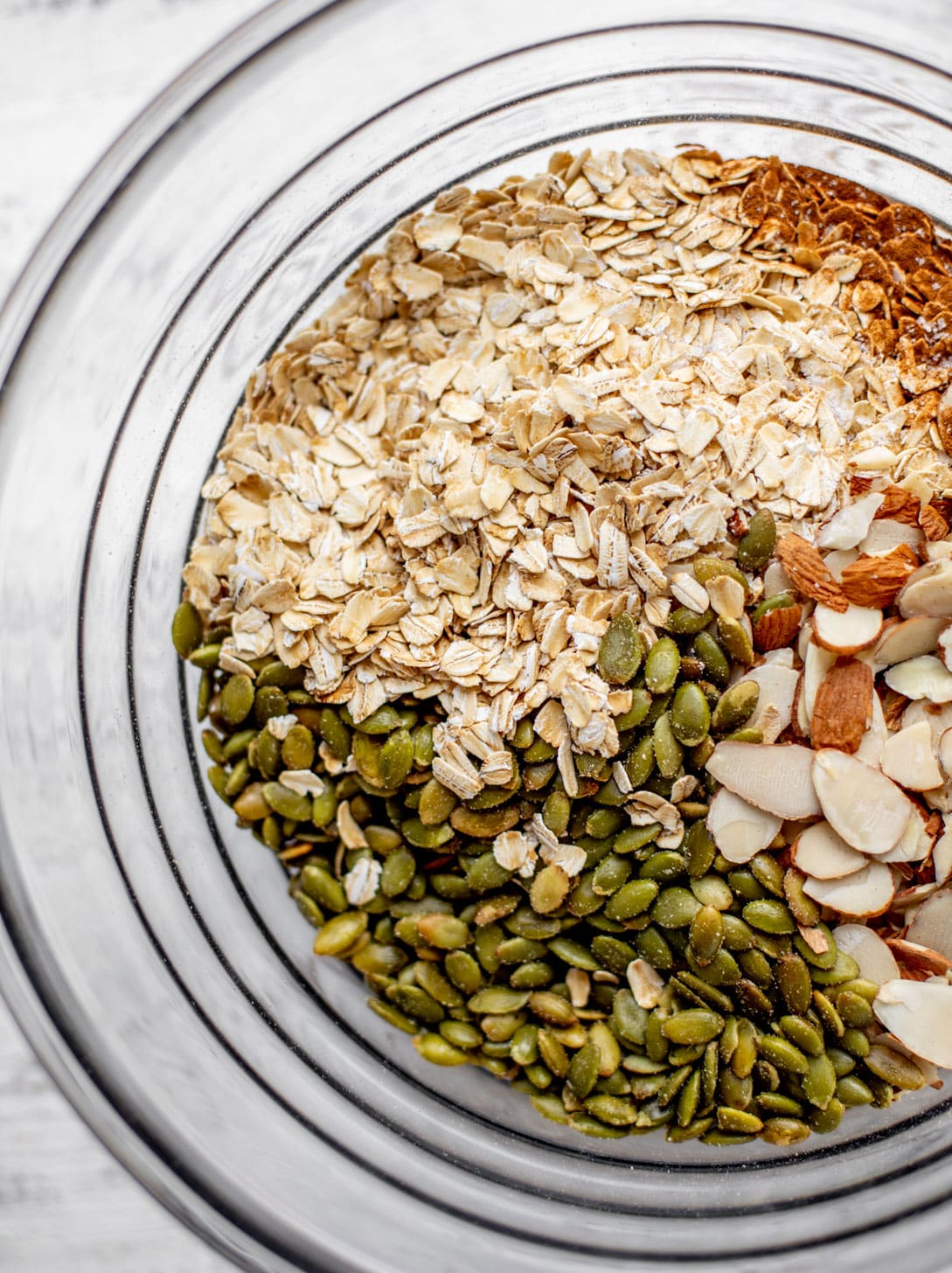oats, pepitas, almonds
