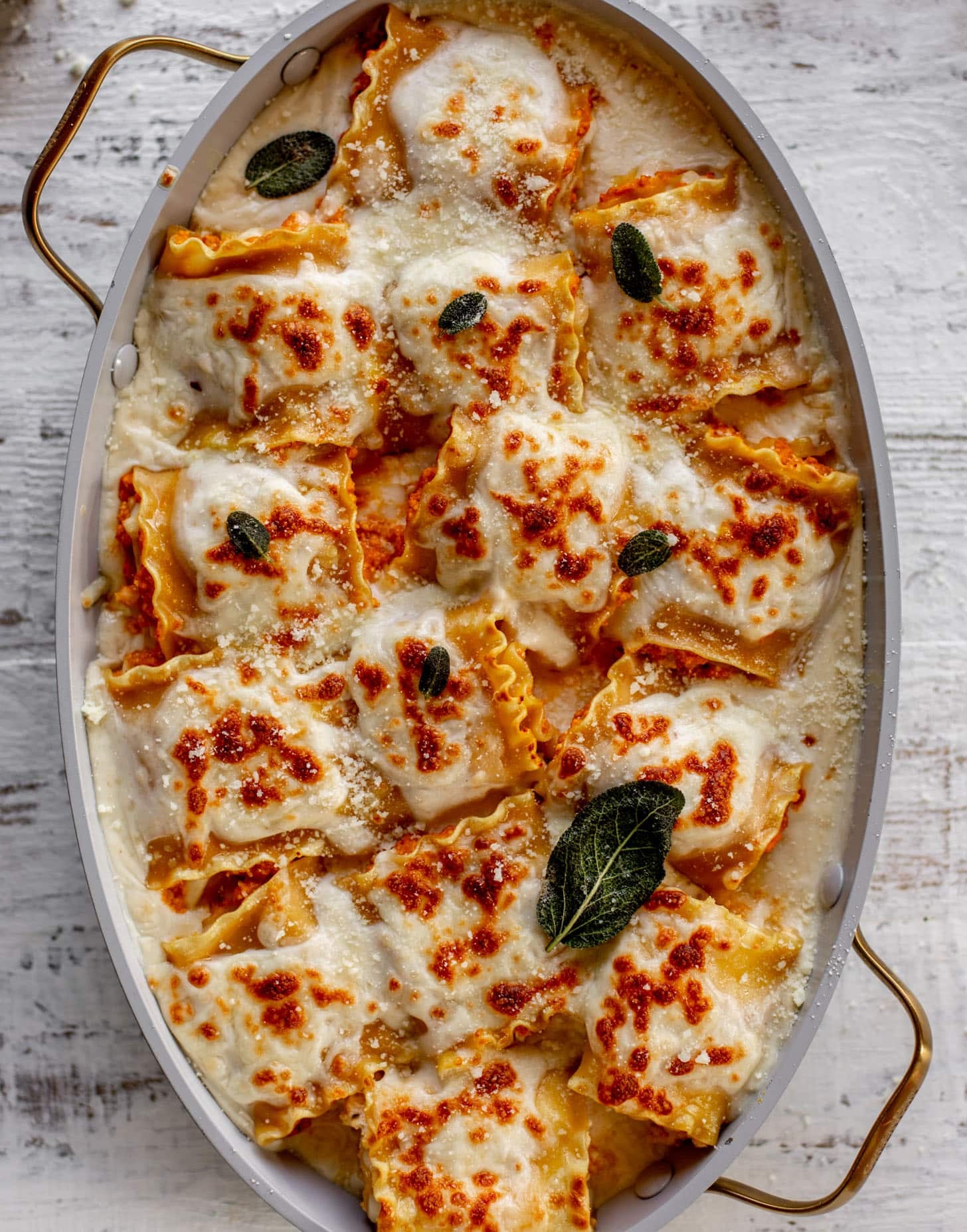 pumpkin lasagna roll ups with crispy sage