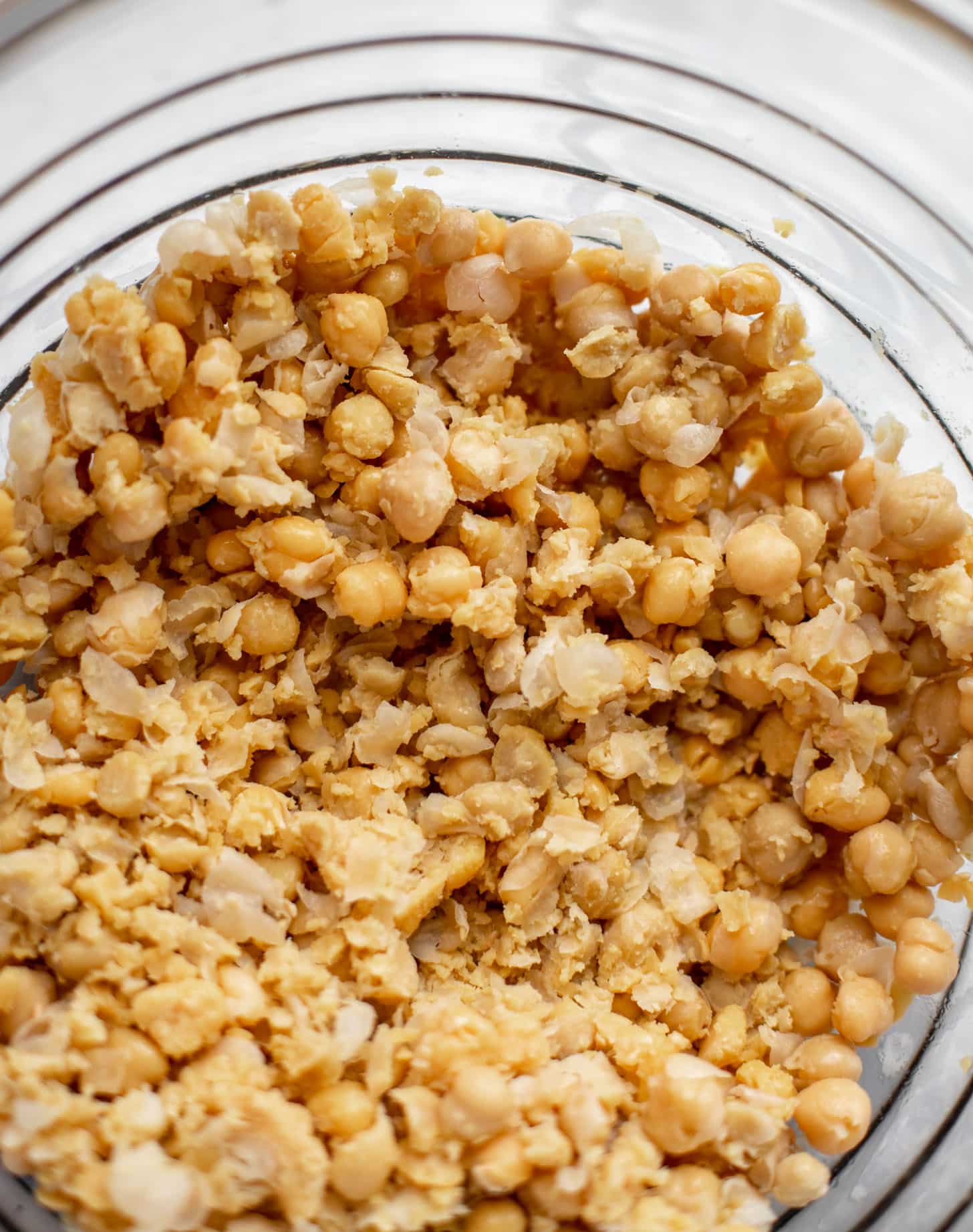 bowl of smashed chickpeas