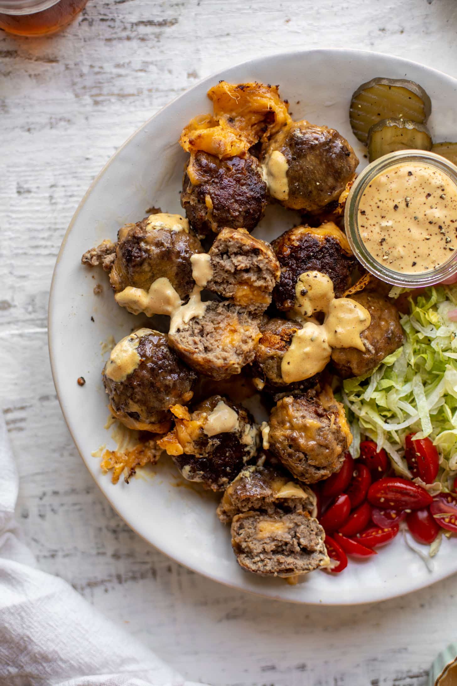 cheeseburger meatballs with special sauce