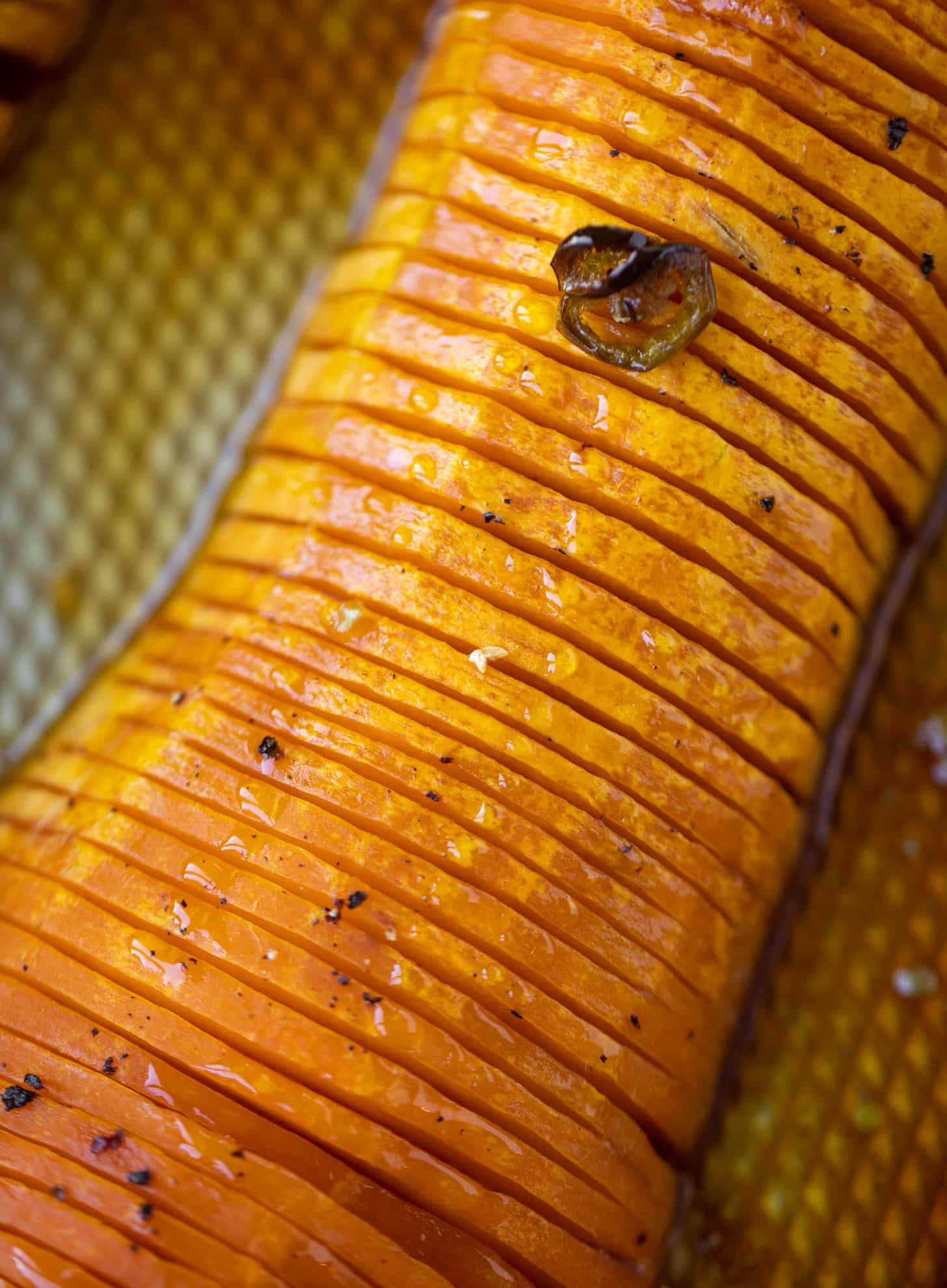 hot honey roasted hasselback butternut squash
