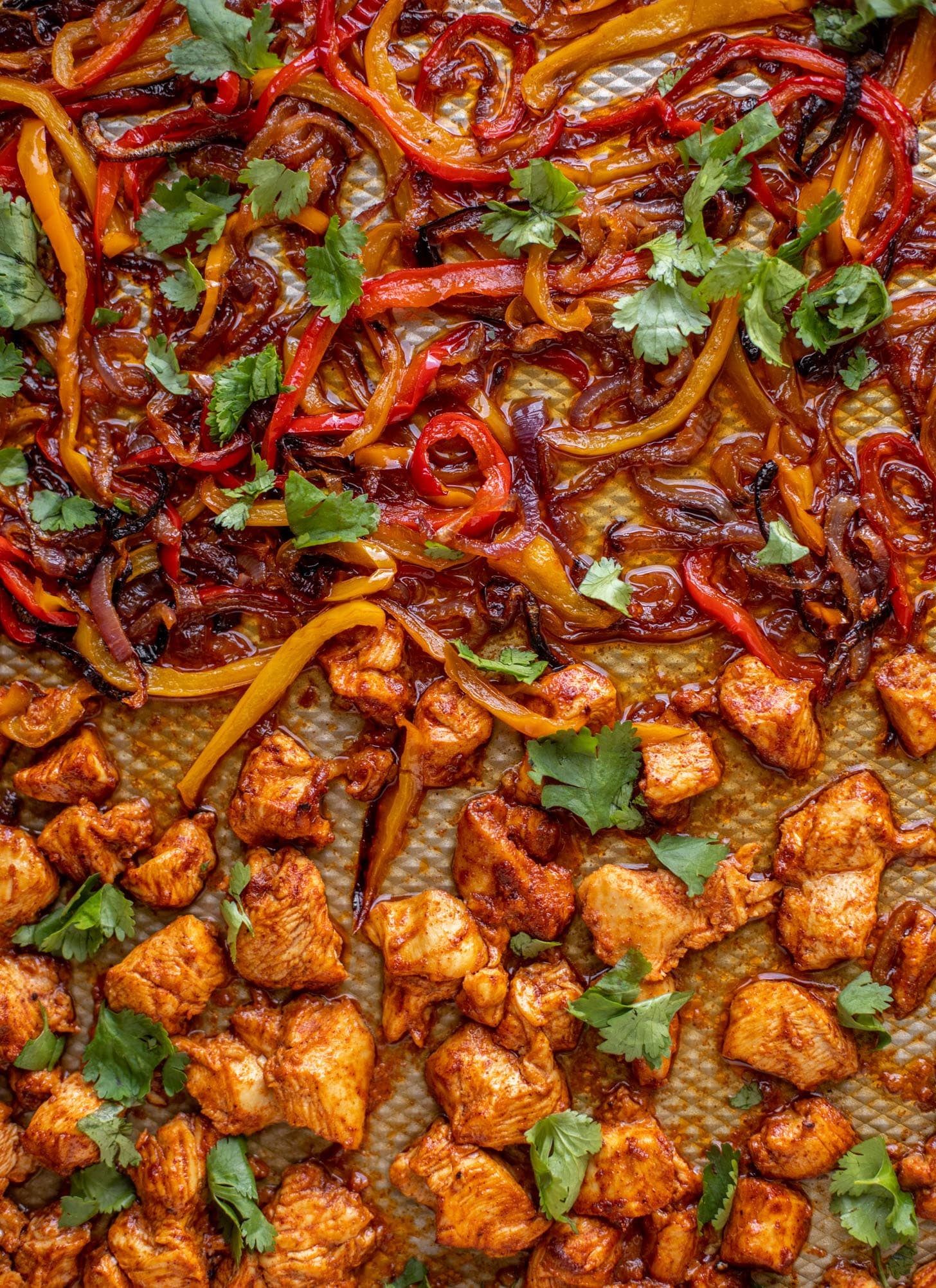 sheet pan chicken fajitas with cilantro