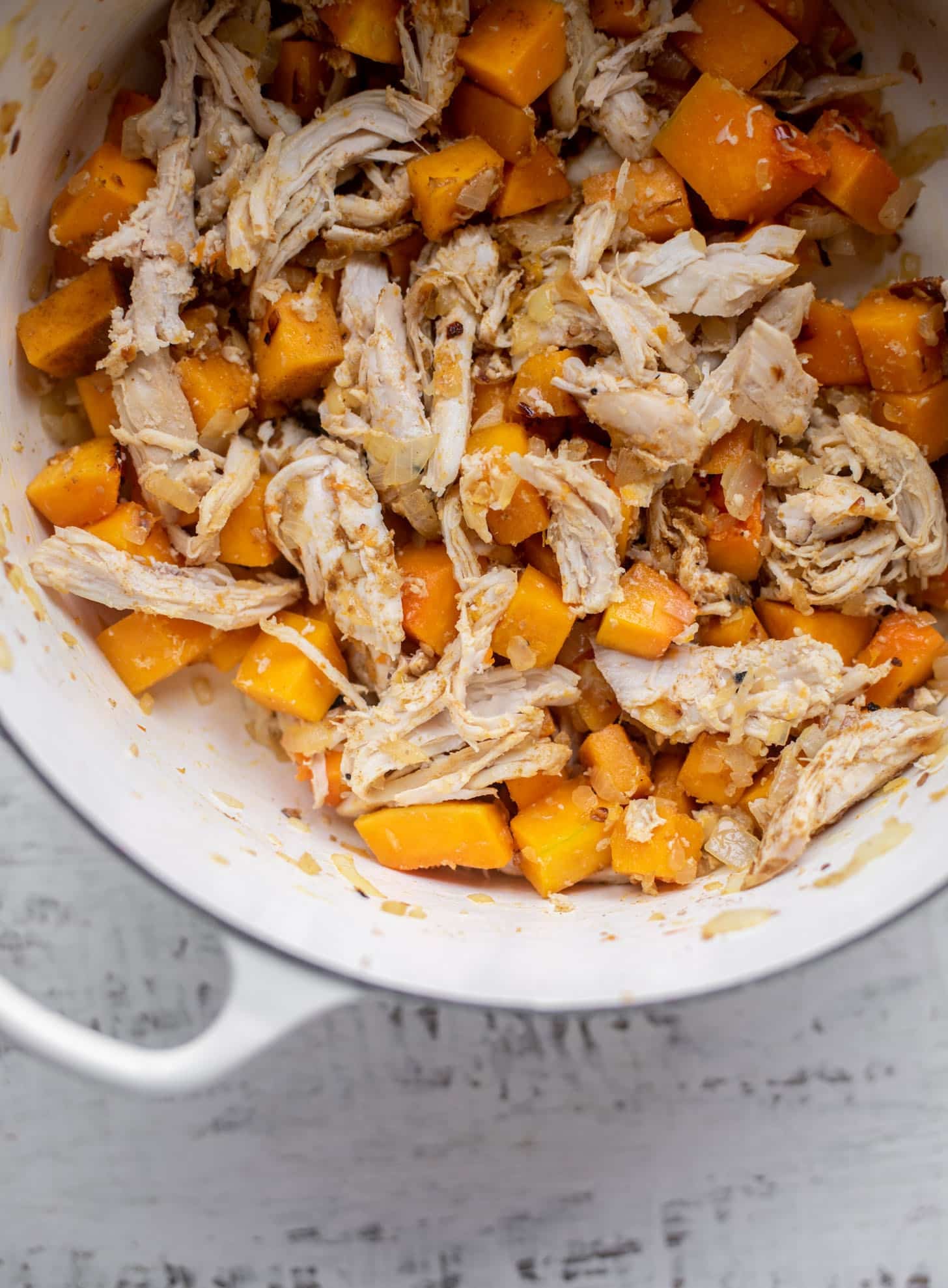 butternut and chicken in pot