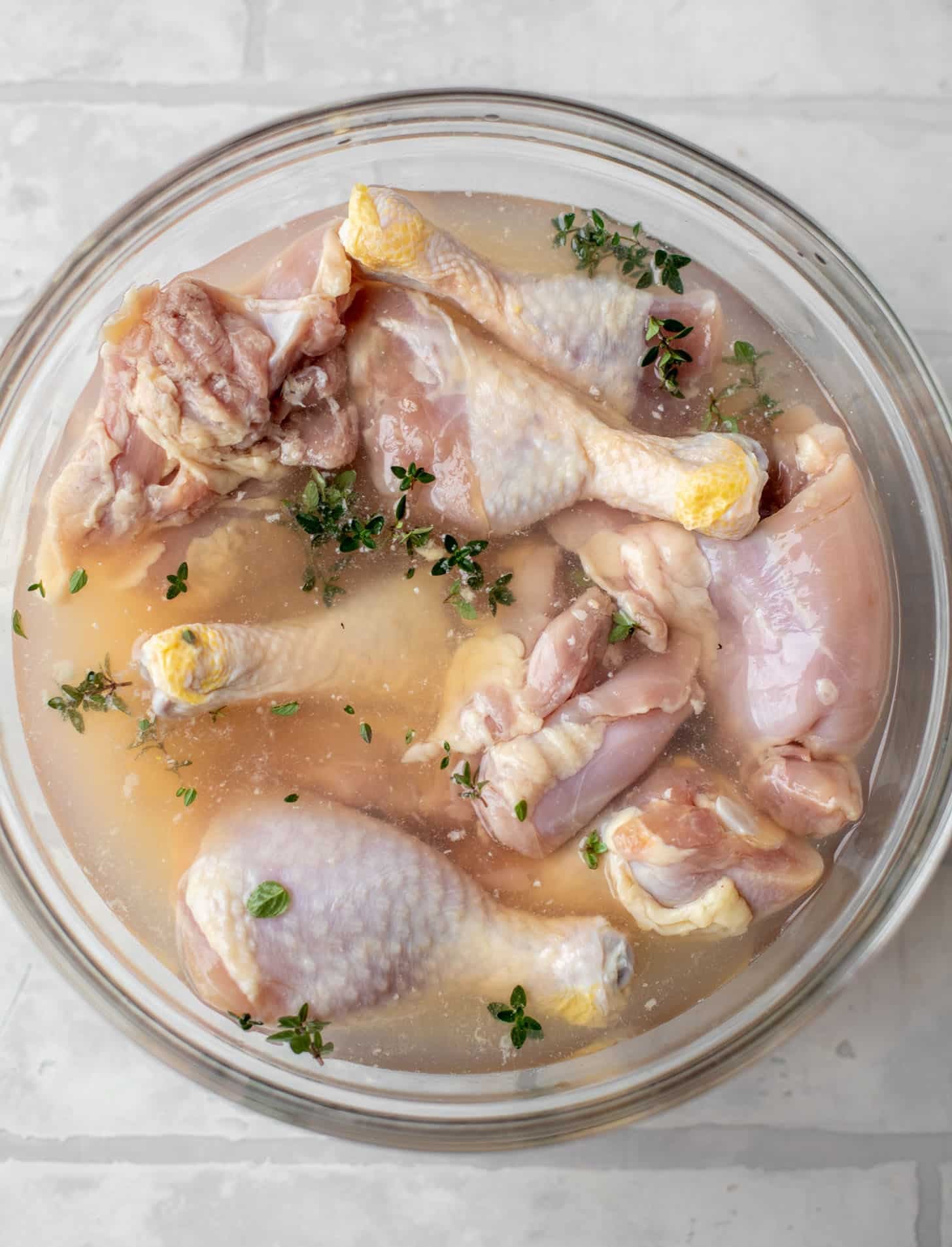 chicken marinating in rosé