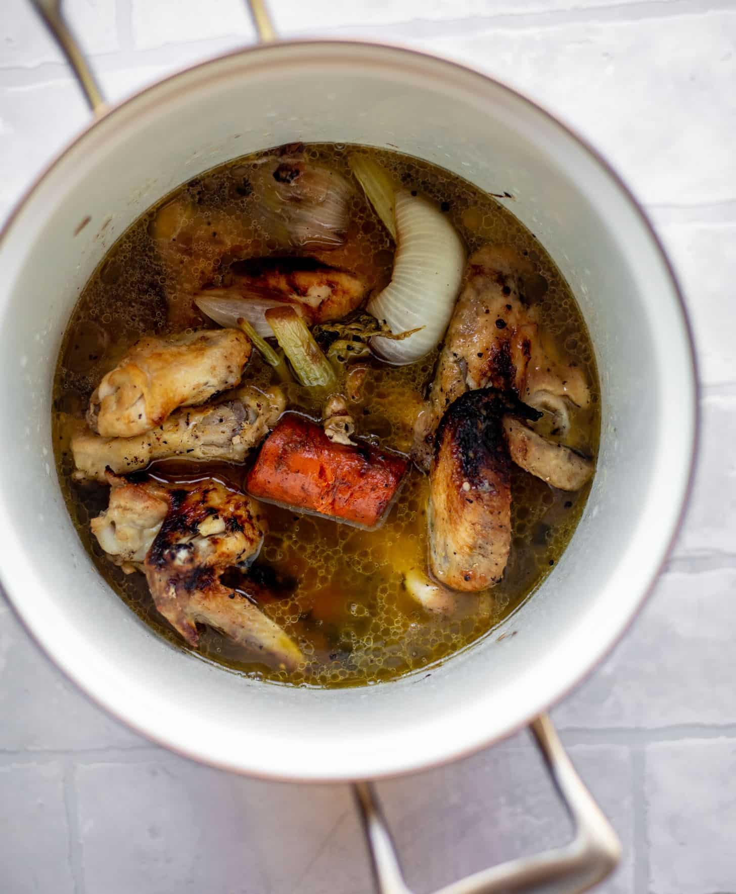 stock with wings and vegetables