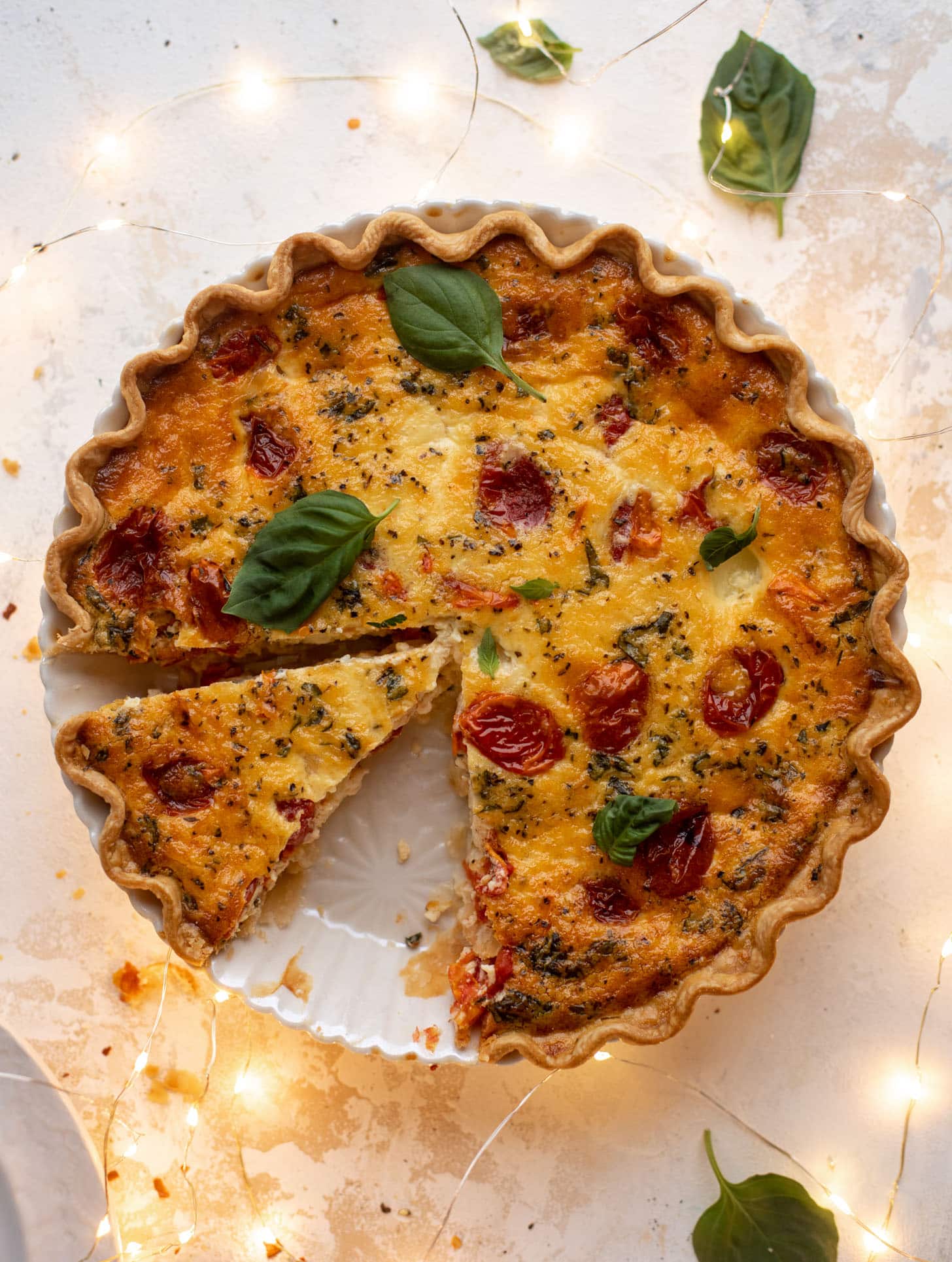 christmas caprese quiche