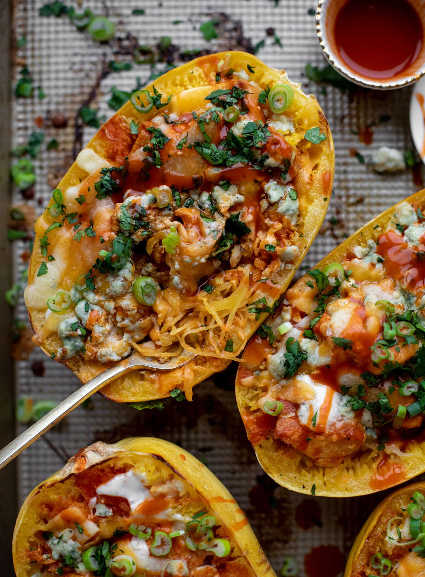 buffalo chicken spaghetti squash