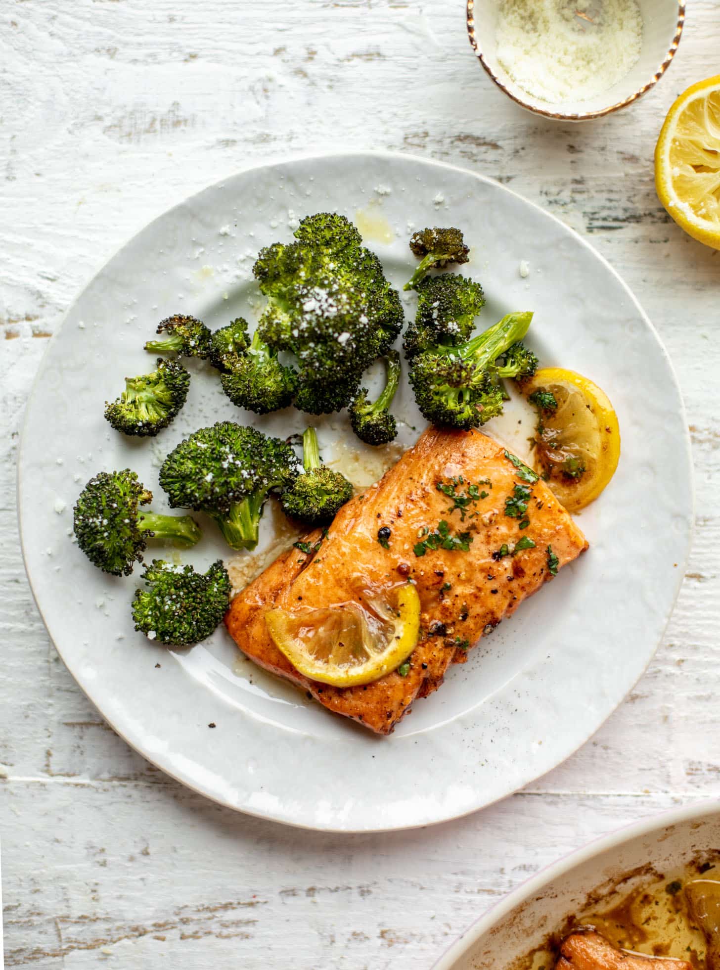 lemon brown butter salmon with roasted broccoli