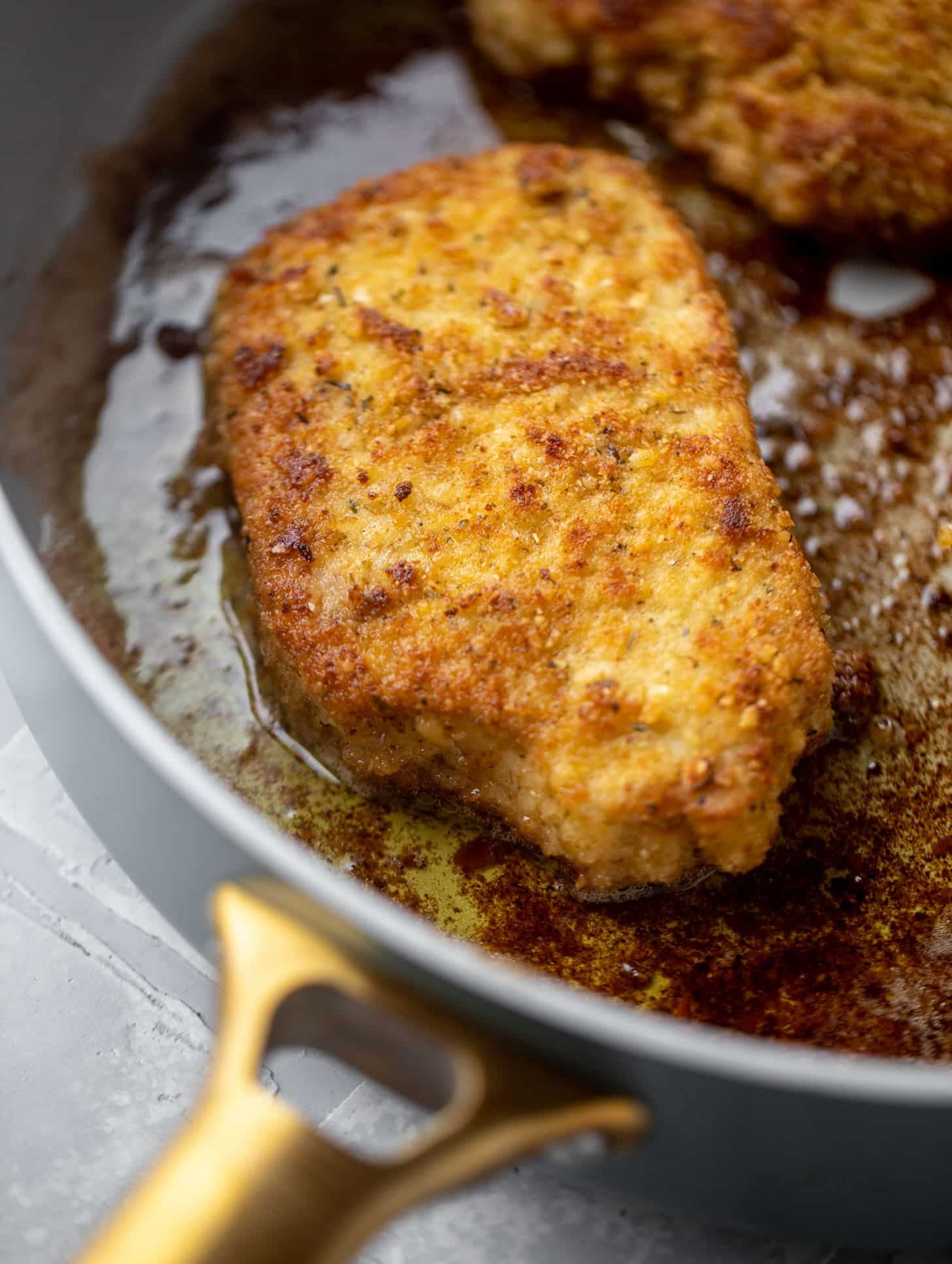 crispy pork in a skillet