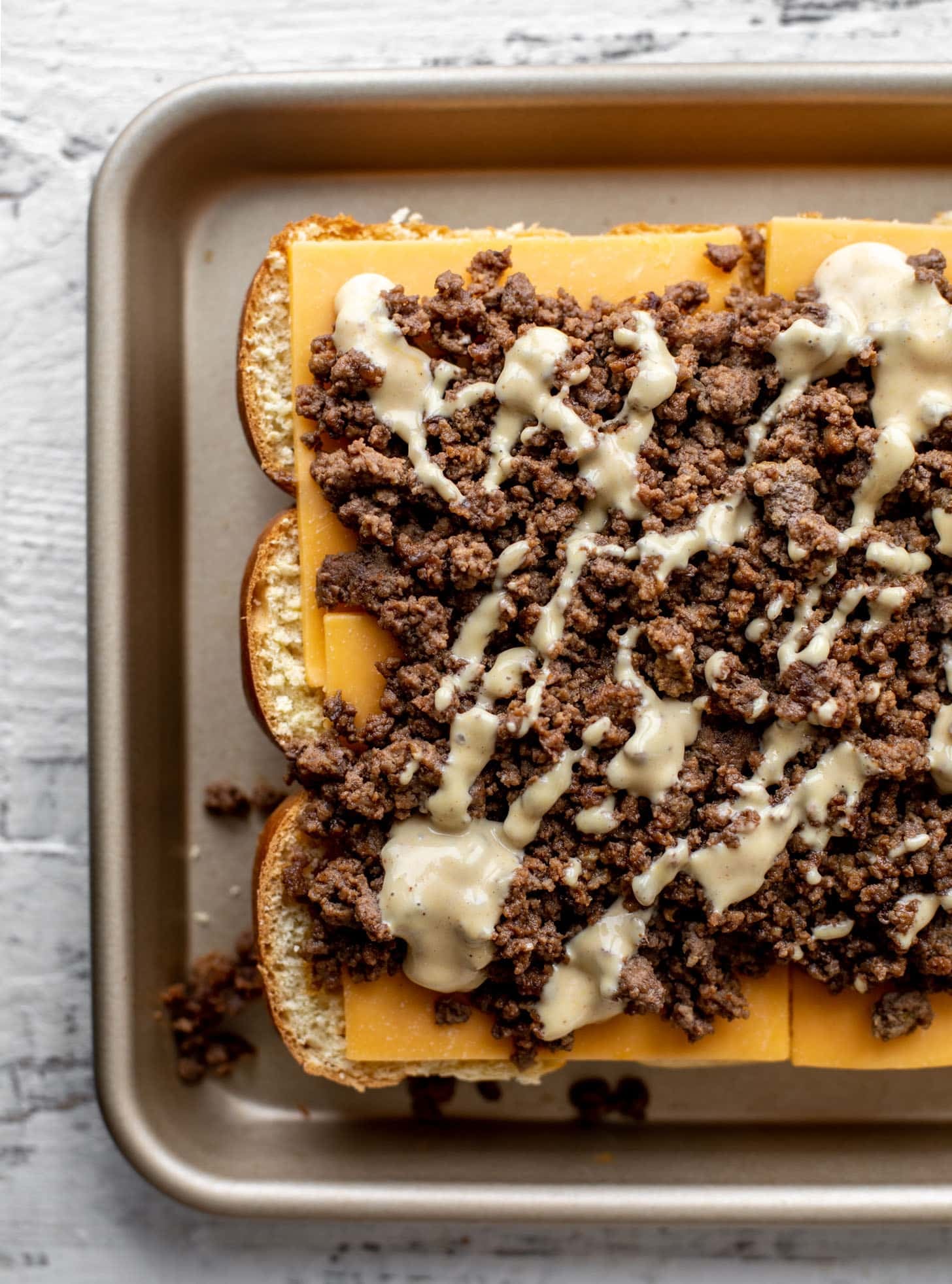 cheeseburger sliders in the making