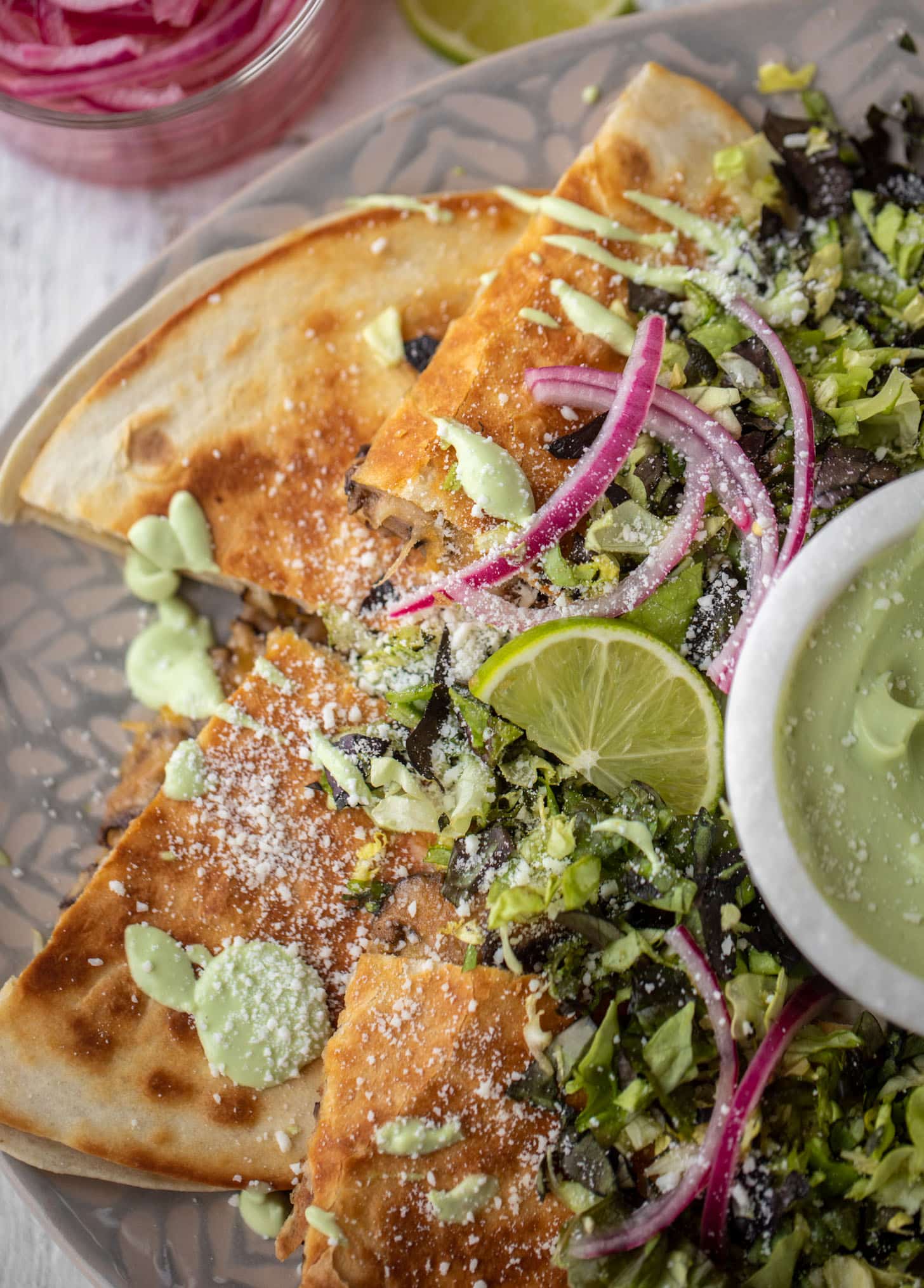 smoky shiitake mushroom quesadillas