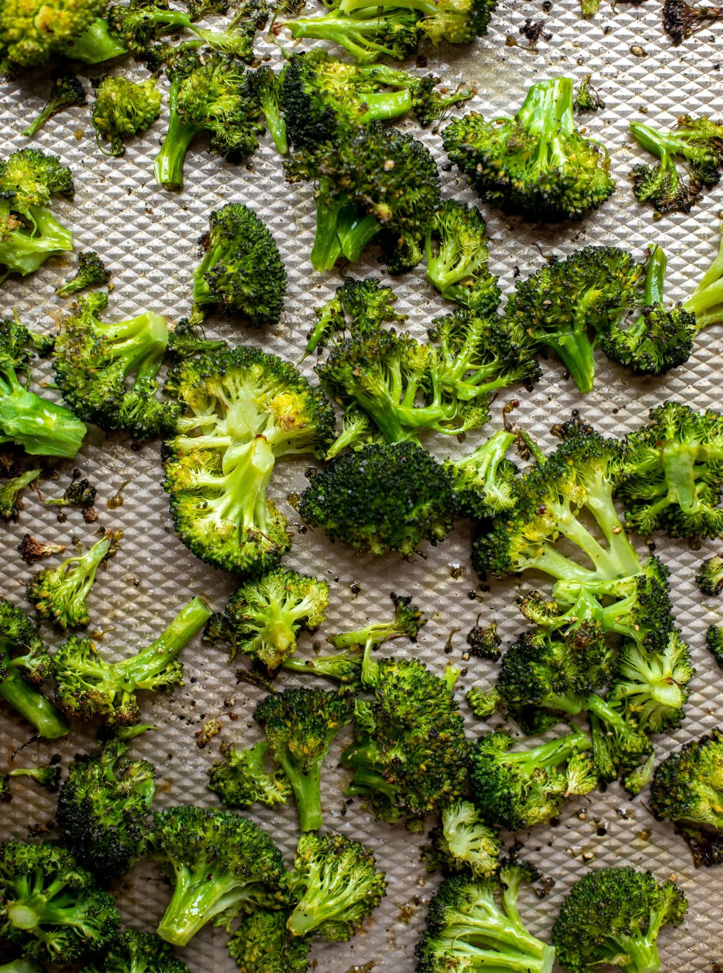 roasted broccoli on a sheet pan