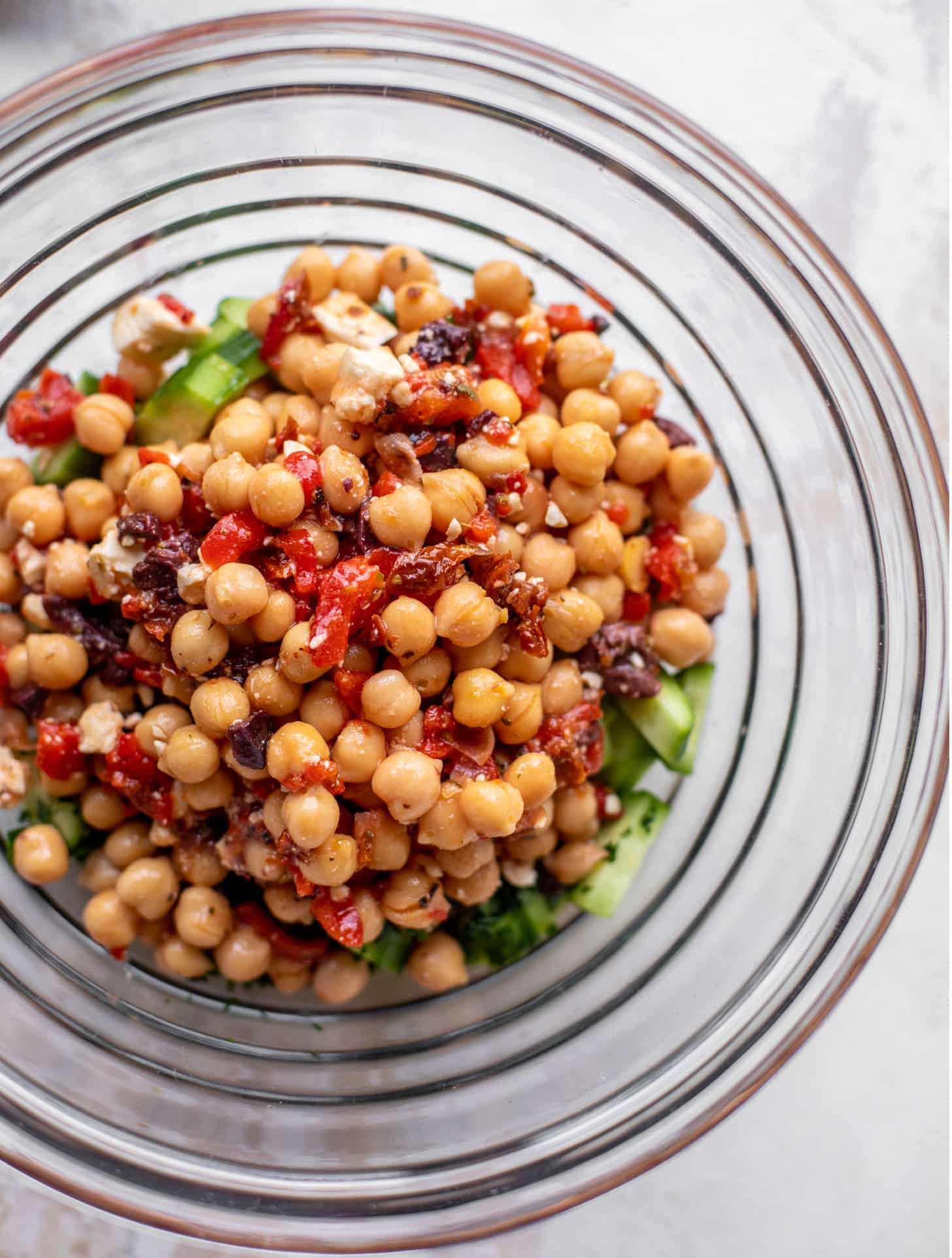 make ahead marinated mediterranean chickpeas with cucumbers