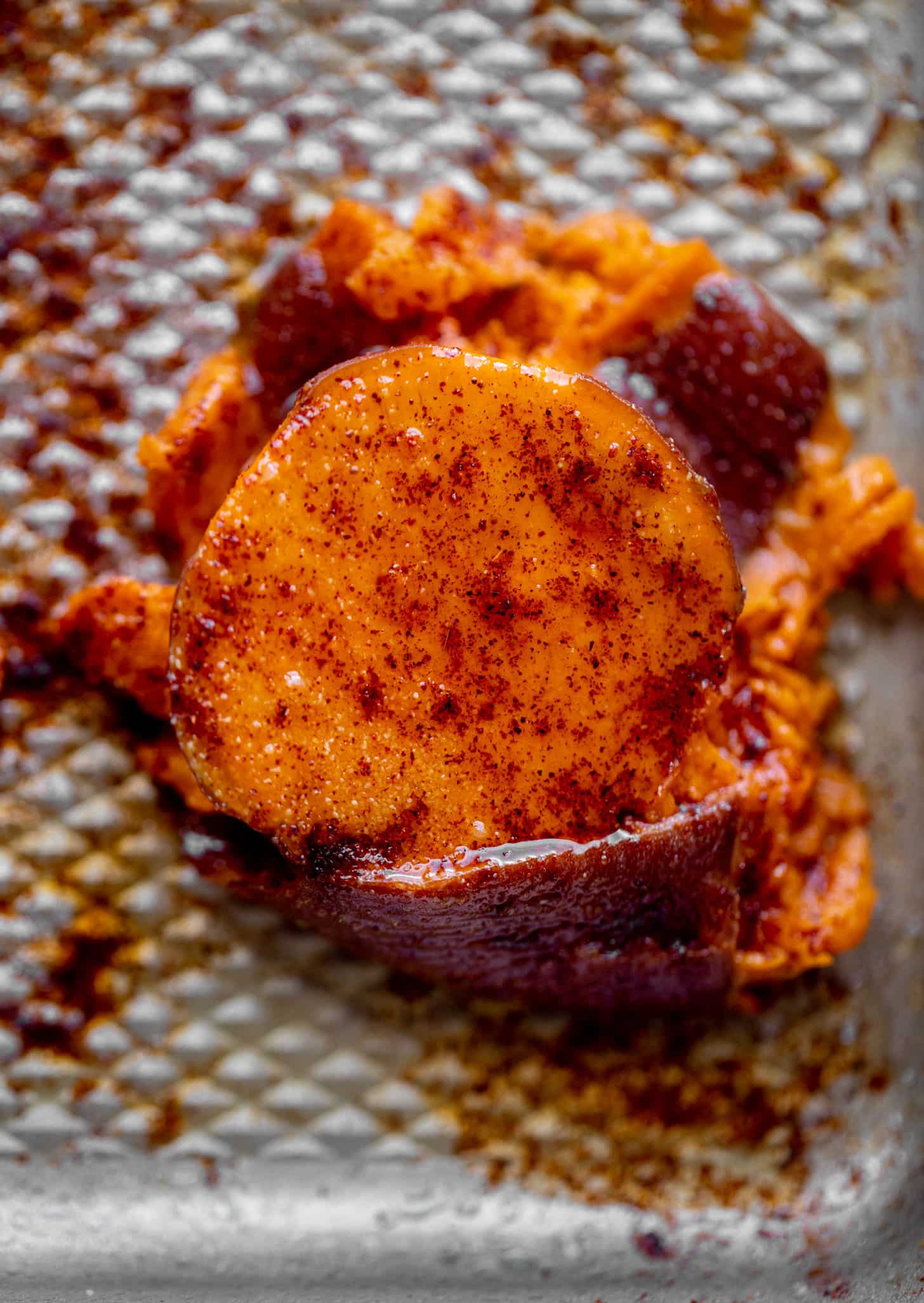 smashed sweet potatoes with seasoning