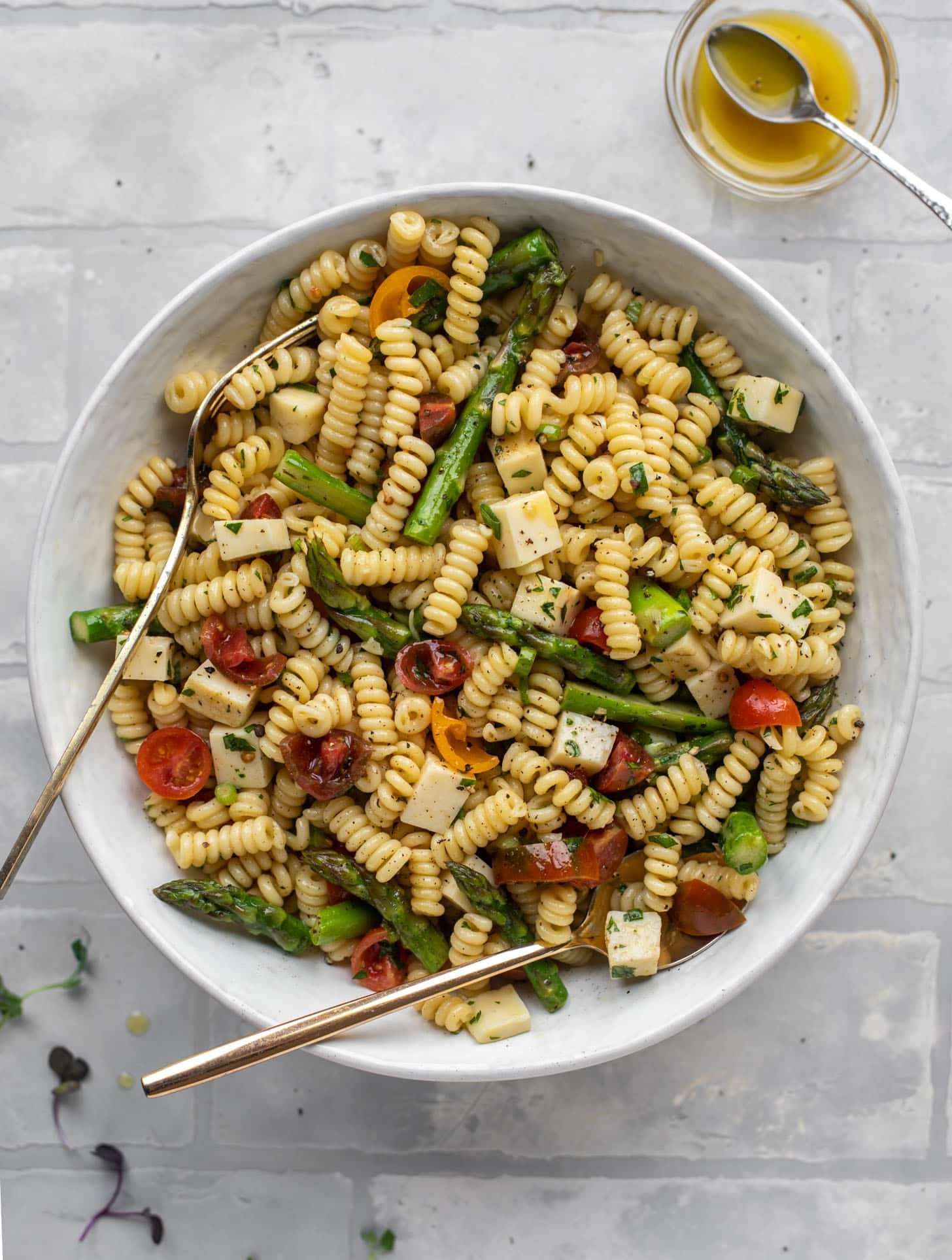asparagus pasta salad with honey mustard dressing