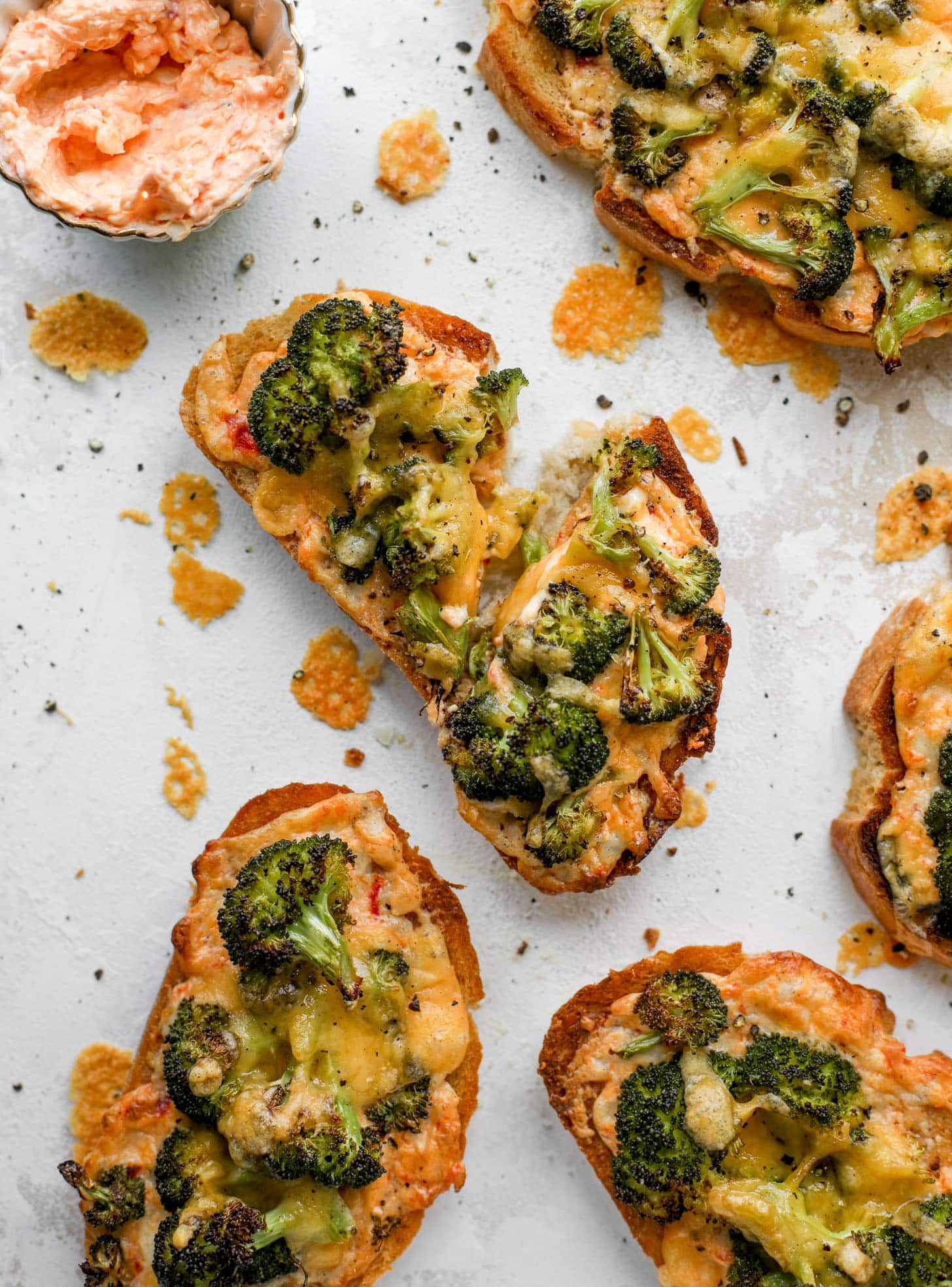 roasted broccoli pimento cheese melts