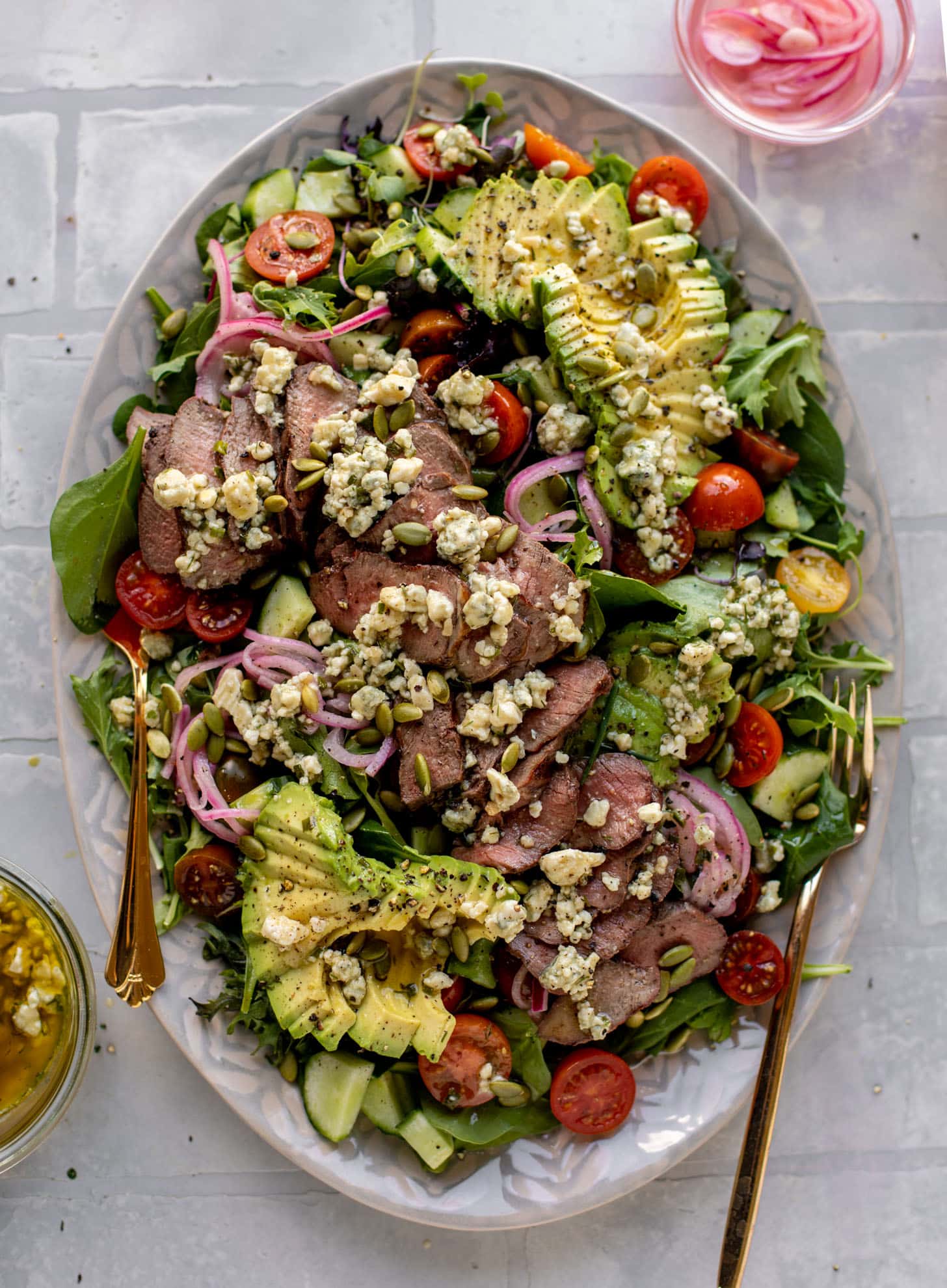 everyday steak salad with blue cheese vinaigrette