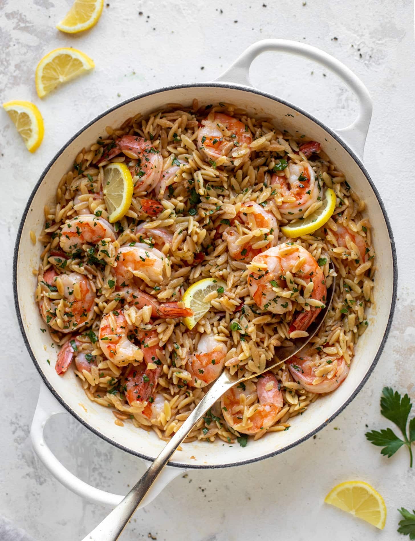 one pot garlic butter shrimp and orzo