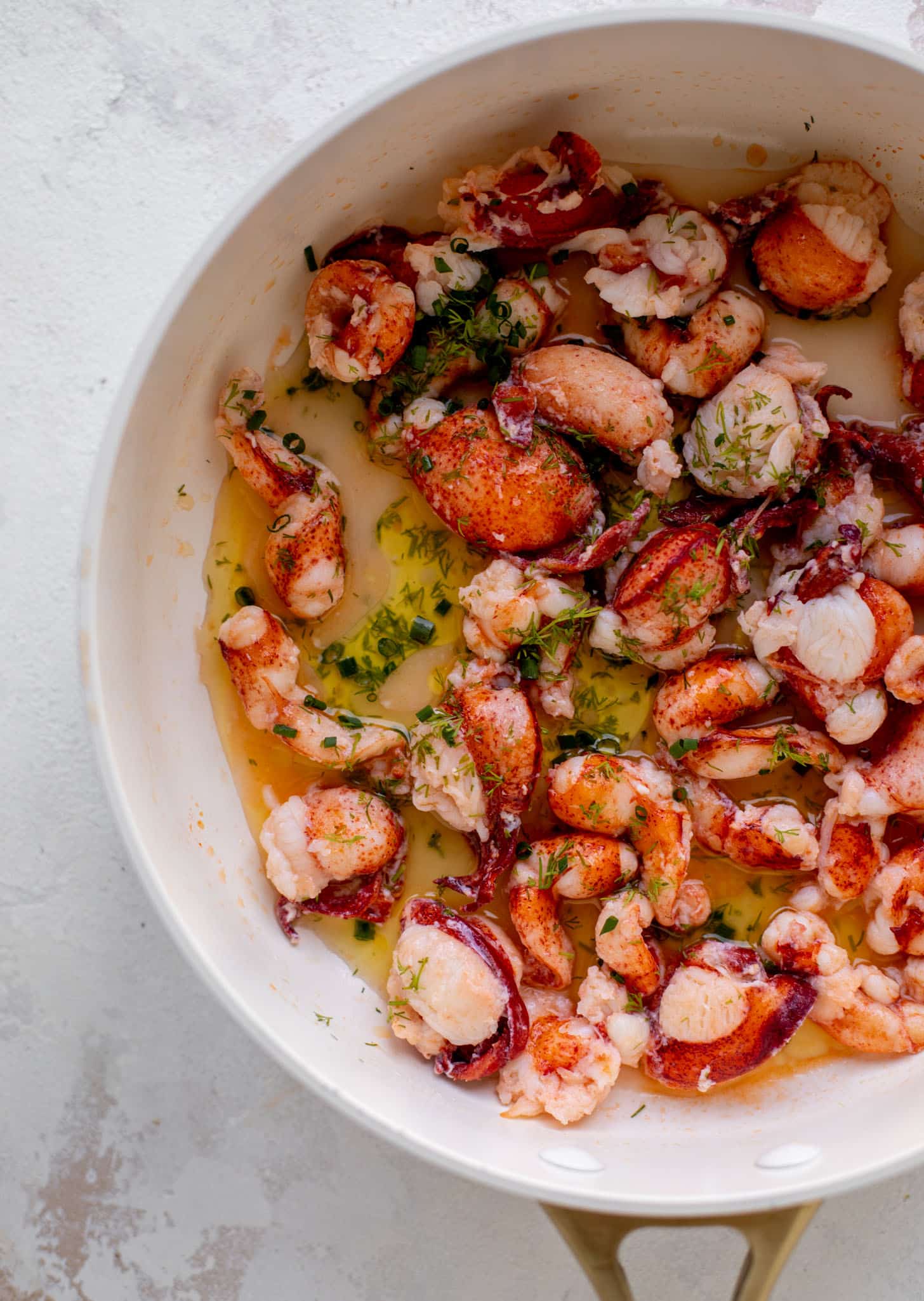 lobster meat with butter and herbs