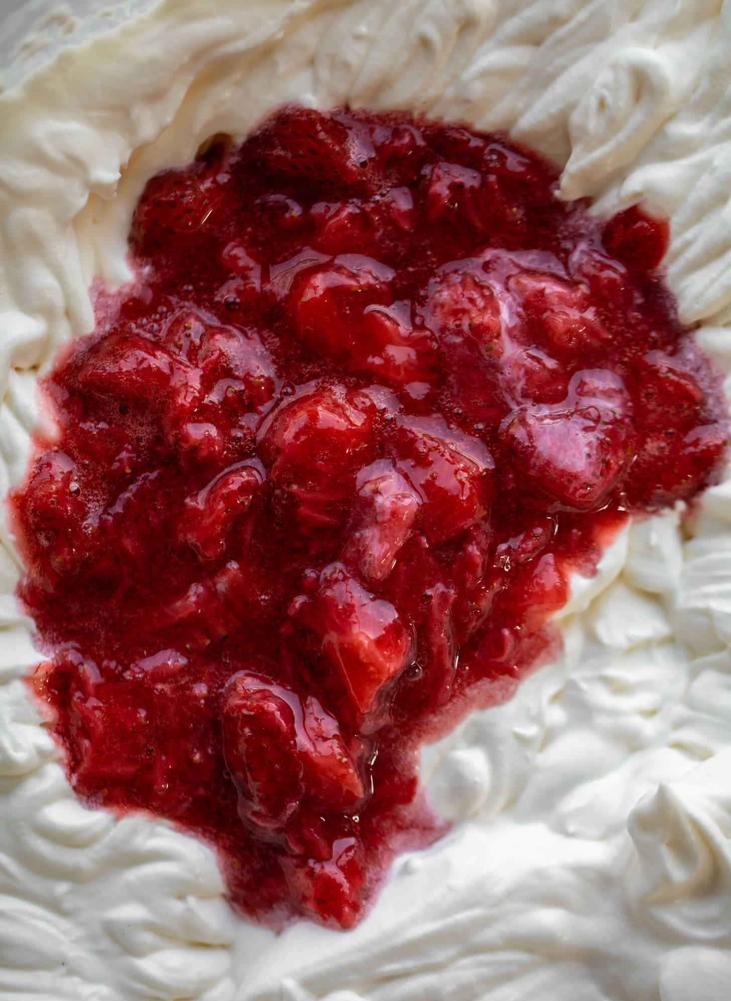 strawberry sauce in no churn ice cream