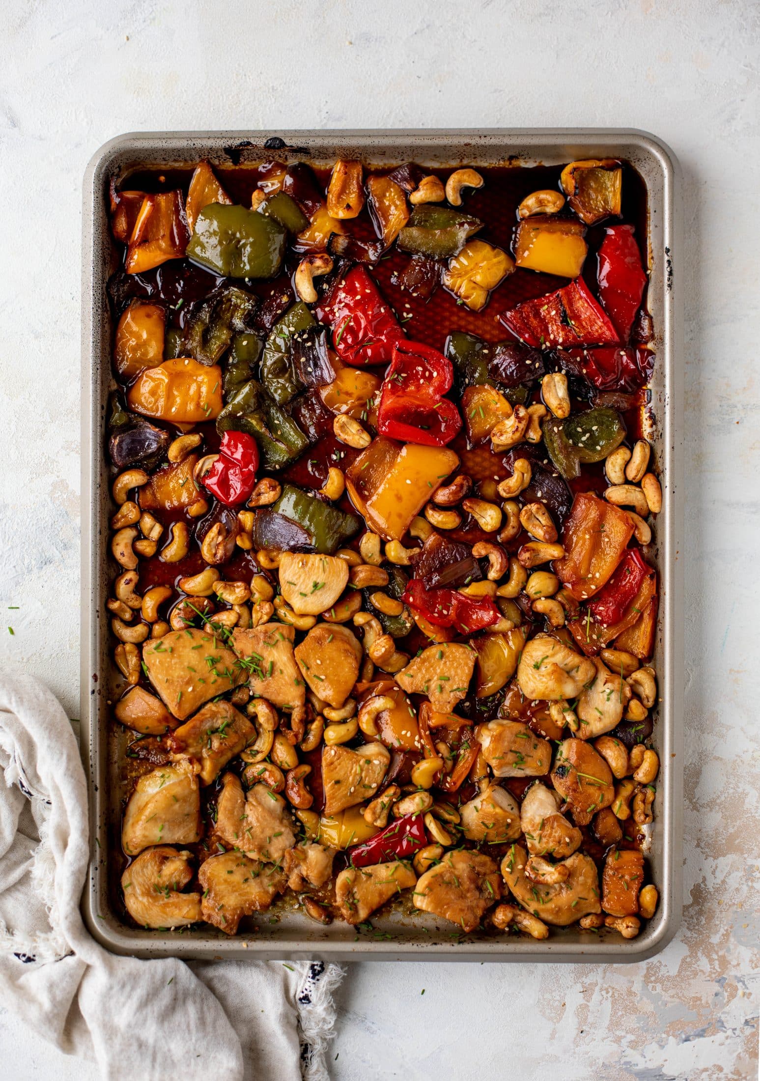 sheet pan cashew chicken