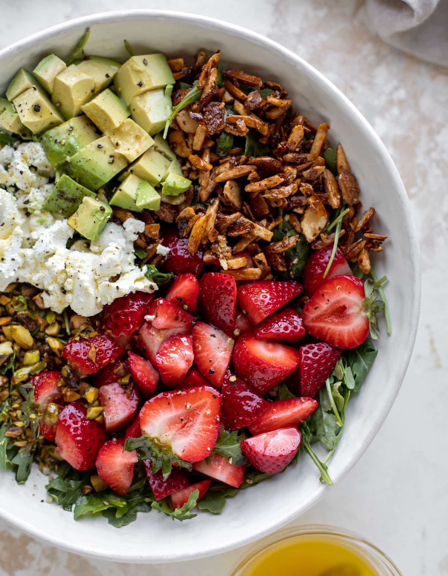 strawberry crunch salad with champagne vinaigrette