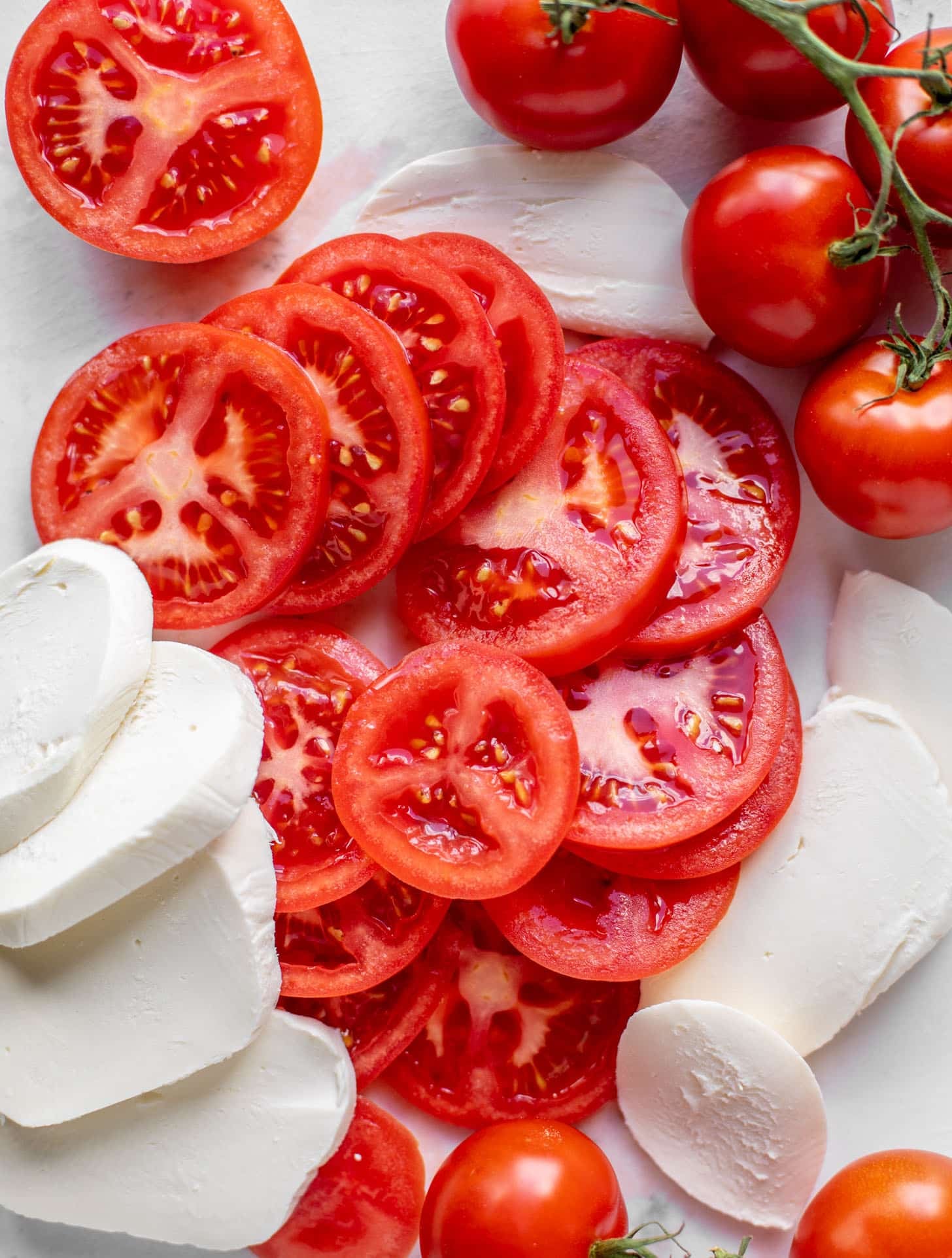 sliced tomatoes and mozzarella