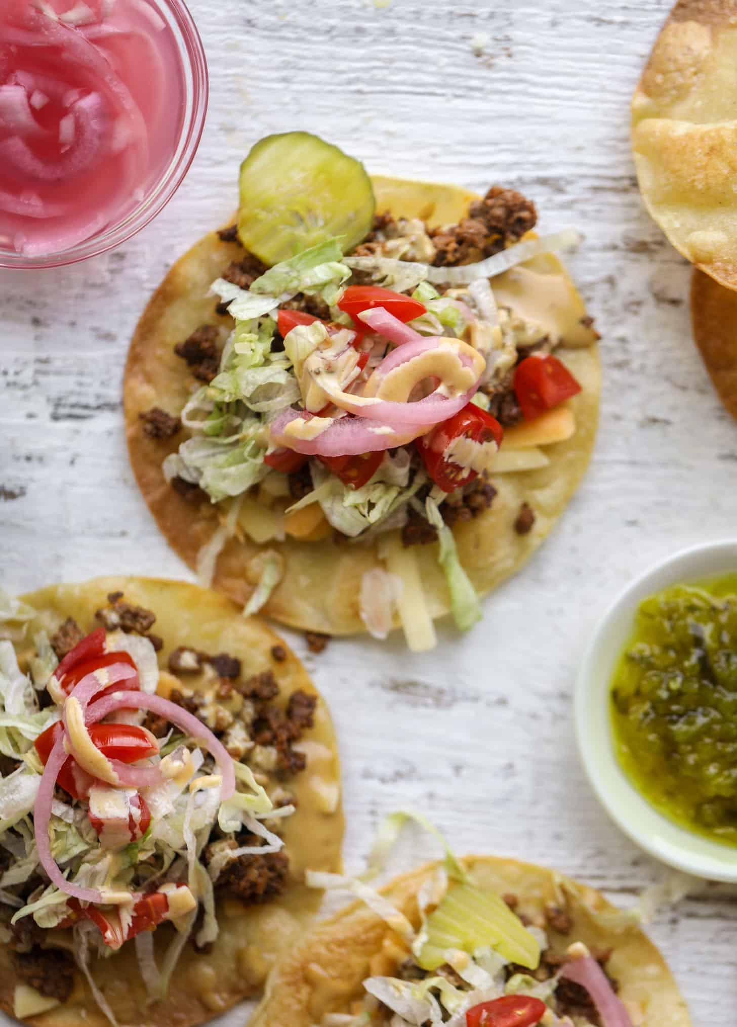 cheeseburger tostadas
