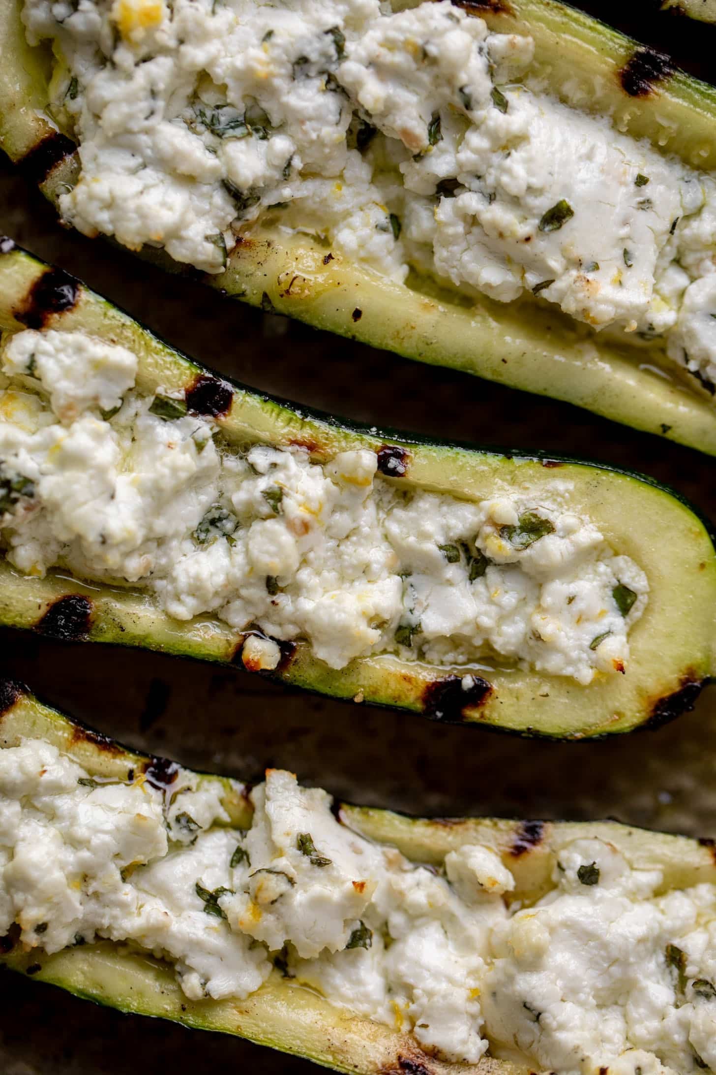grilled goat cheese stuffed zucchini