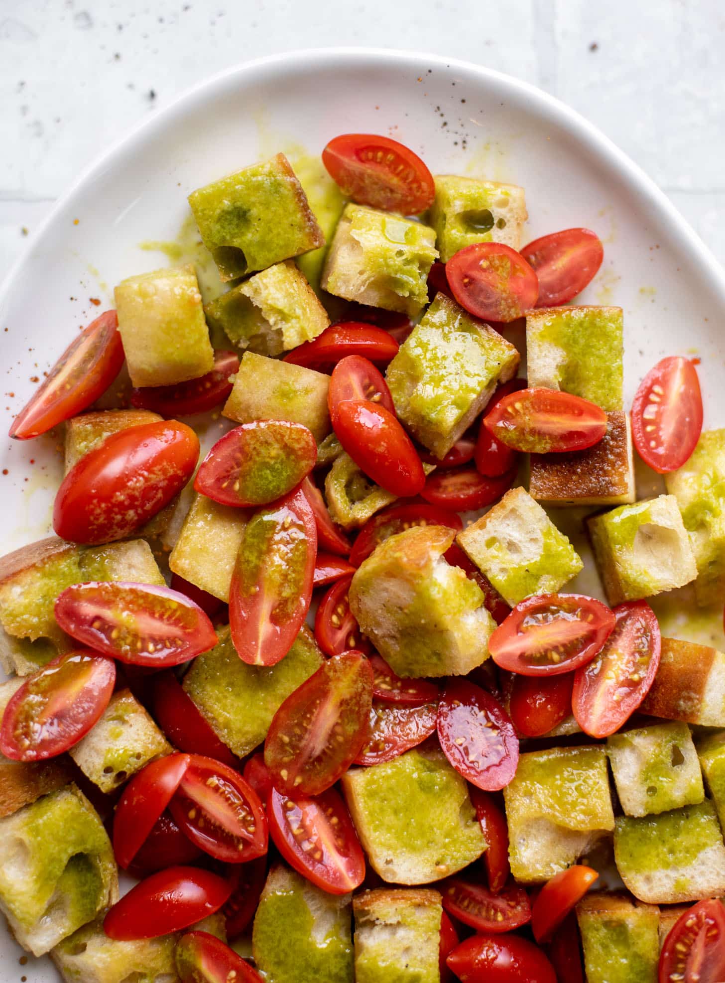 bread, tomatoes basil vinaigrette